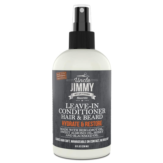 Uncle Jimmy Products Leave-In Conditioner for Healthy Beard Growth, Softening Hair, Hydrating Skin, and Eliminating Dandruff - 8 Fl Oz