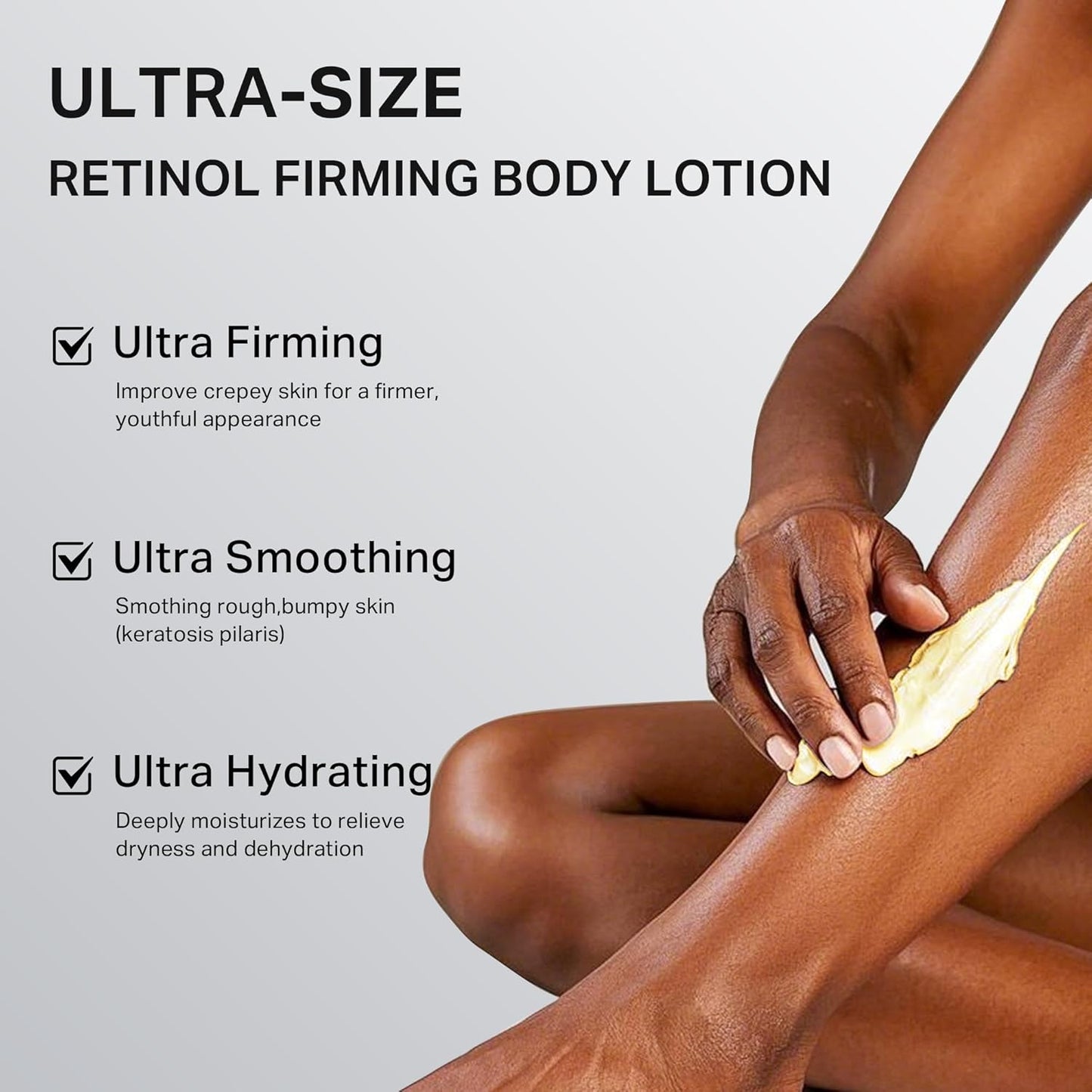 Ultra-Size Firming Retinol Body Lotion for Crepey Skin & Keratosis Pilaris with 0.05% Retinol, AHA, Collagen, Body Cream, Anti Aging Moisturizer 10.14 fl oz