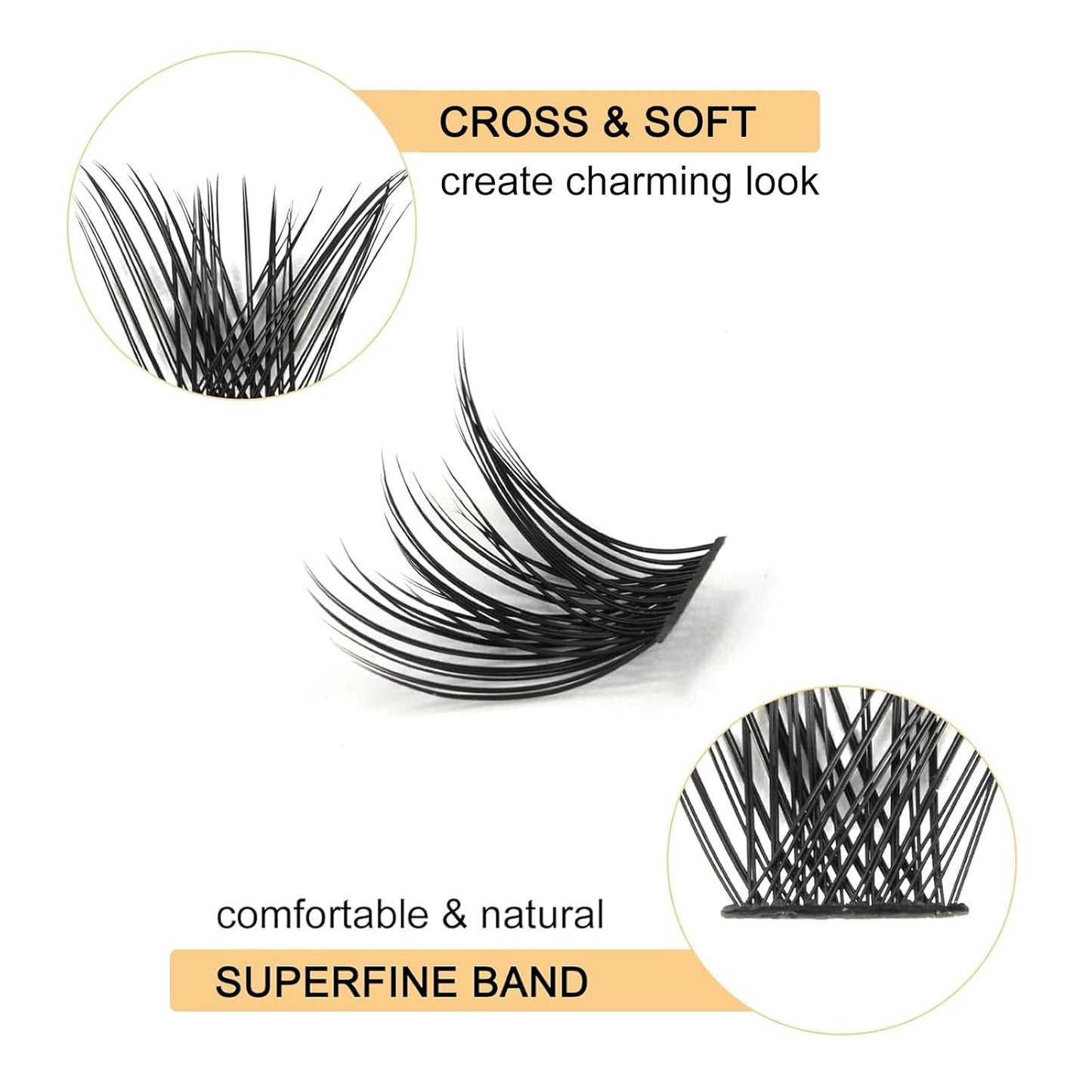 QUEWEL Cluster Lashes 72 Pcs Wide Stem Individual Lashes C/D Curl 8-16mm Length DIY Eyelash Extension False Eyelashes Soft for Personal Makeup Use at Home (H03-C-14)