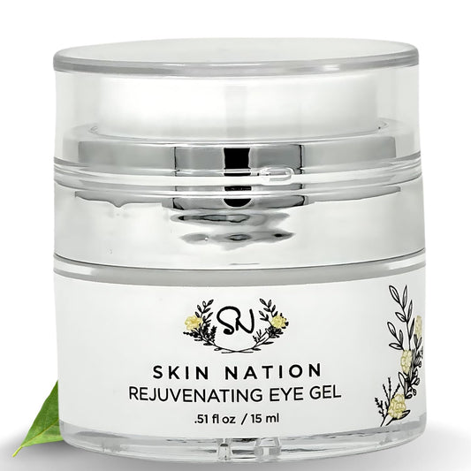 Skin Nation Rejuvenating Eye Gel, Super Hydrating with Peptides, Hyaluronic Acid and Green Tea, Lightweight Plant Based Under Eye Cream for Puffiness, Dark Circles and Smooth Skin, 0.51 oz
