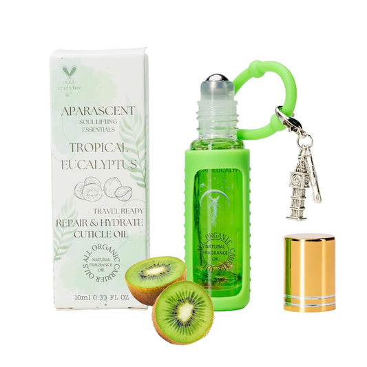 Tropical Eucalyptus Organic Nail Cuticle Oil Pen with Jojoba, Coconut MCT, and Rosehip for Nail Hydration, Growth & Strength, Travel Size Keychain(0.34 Fl Oz)