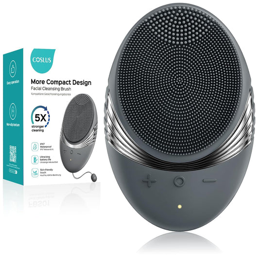 COSLUS Facial Cleansing Brush Face Scrubber : Portable Silicone Waterproof Rechargeable Face Wash Brush, 5 Cleansing Modes, Electric Deep Cleaning for Men & Women, Removing Blackhead, Exfoliating