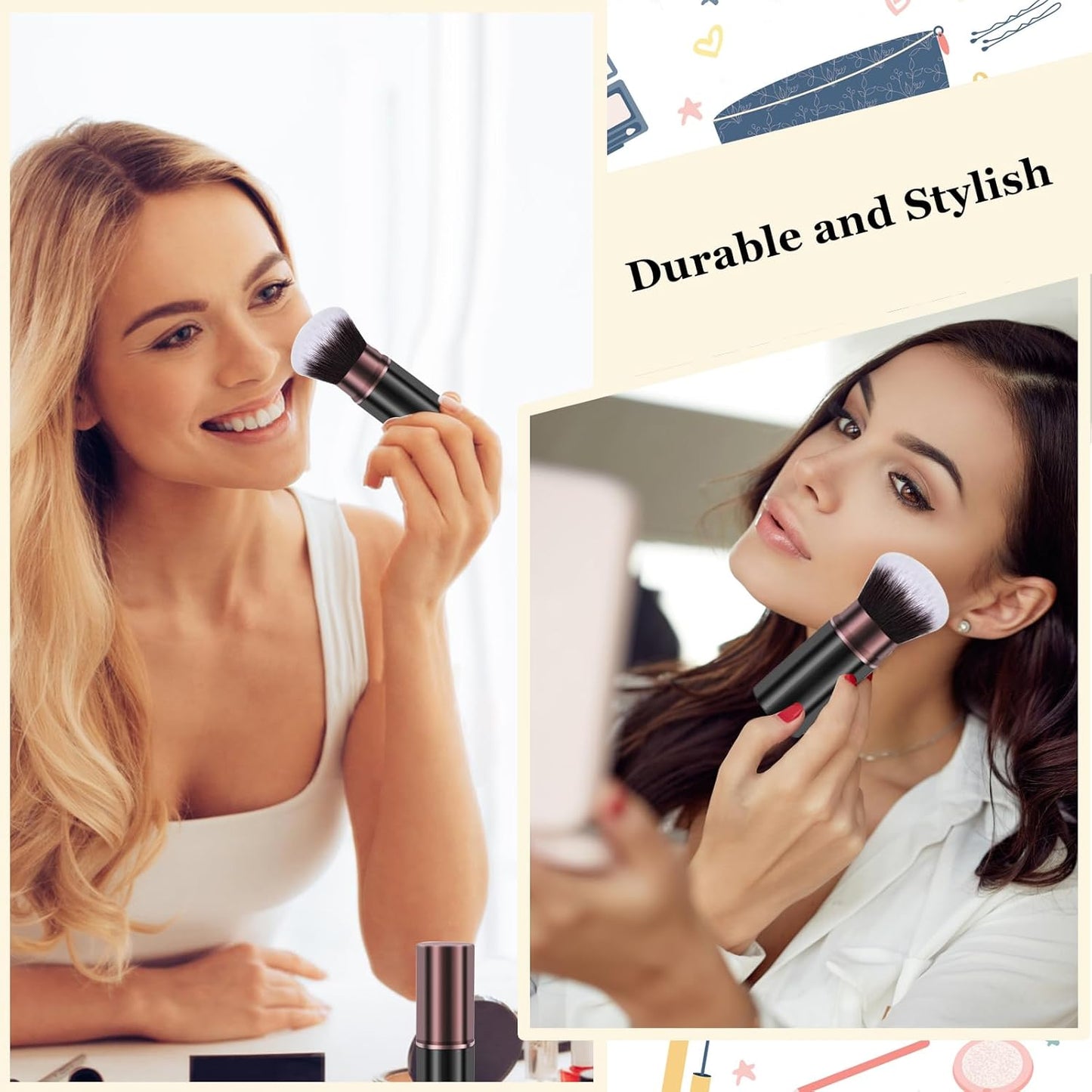 Retractable Makeup Brush,Travel Powder Kabuki Makeup Brush Face Blush Brushes for Blending Liquid, Foundation, Blush, Bronzer, Buffing, Sunscreen,Flawless Cosmetics