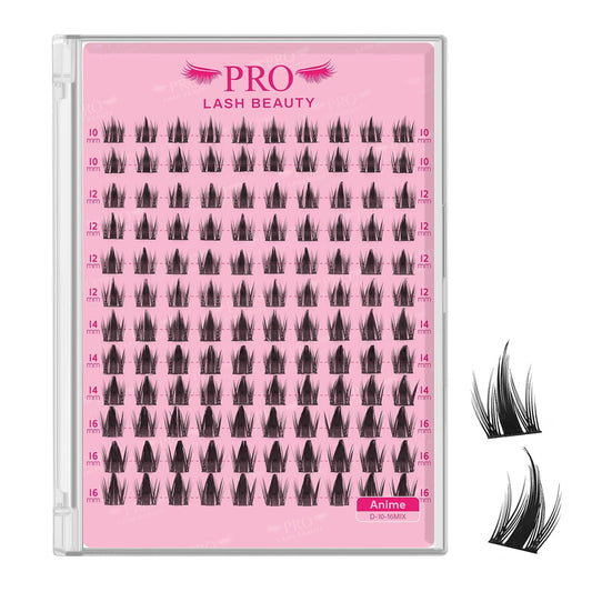 PROLASHBEAUTY Manga Lash Clusters, Eyelash Clusters 10-16 Mixed Cluster Eyelash Extensions Mixed Lash Extension Reusable Soft & Comfortable (Anime,10-16mix)
