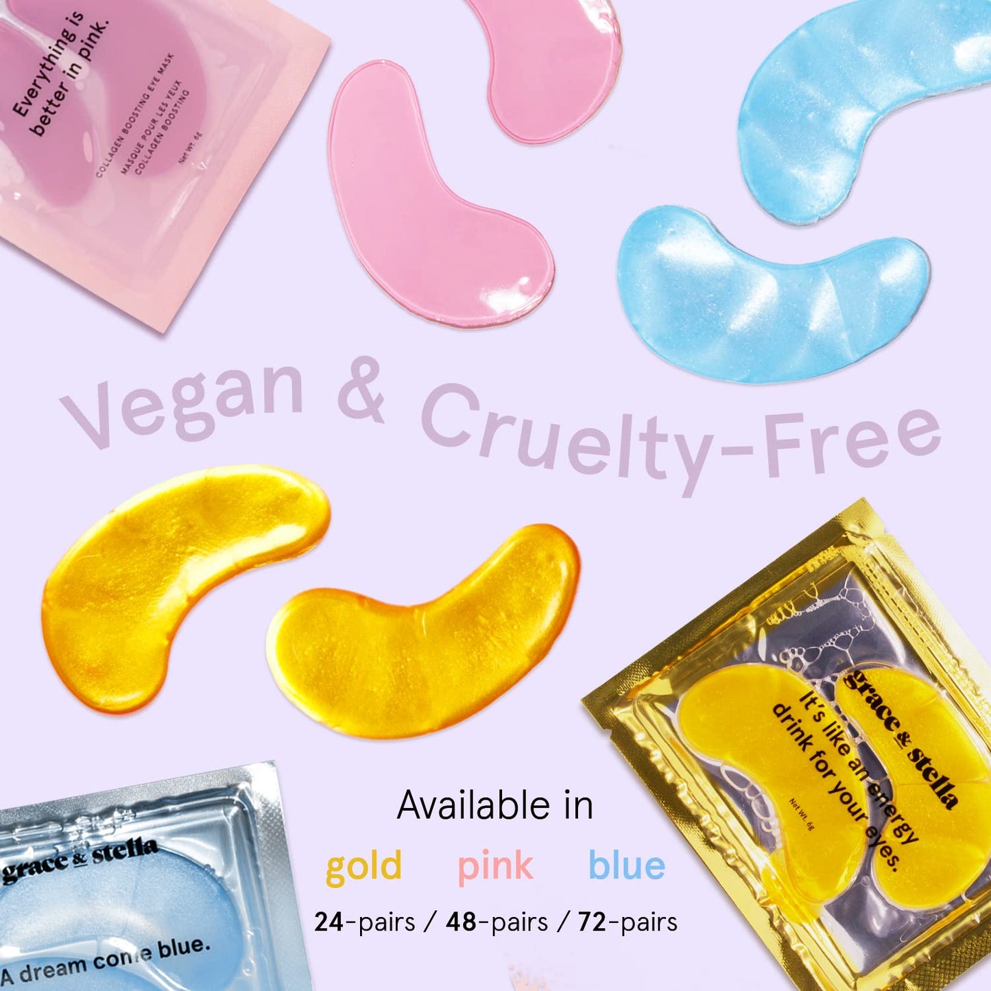 grace & stella Award Winning Under Eye Mask - Reduce Dark Circles, Puffy Eyes, Undereye Bags, Wrinkles - Gel Under Eye Patches - Gifts for Girlfriend - Vegan Cruelty-Free Self Care (48 Pairs, Pink)