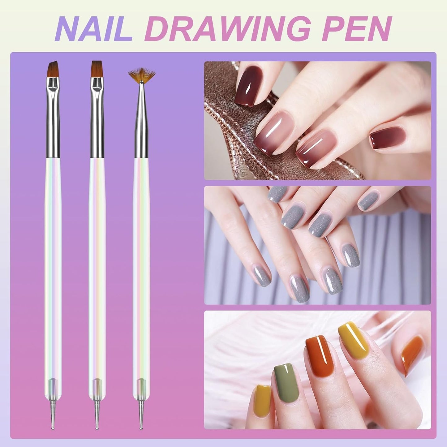 Artdone 12 PCS Nail Art Brushes Set Nail Art Liner Brush and Nail Dotting Pen Gel Polish Painting Tools For Nail Art Design Include Extension Gel Nail Brush And Arylic Nails