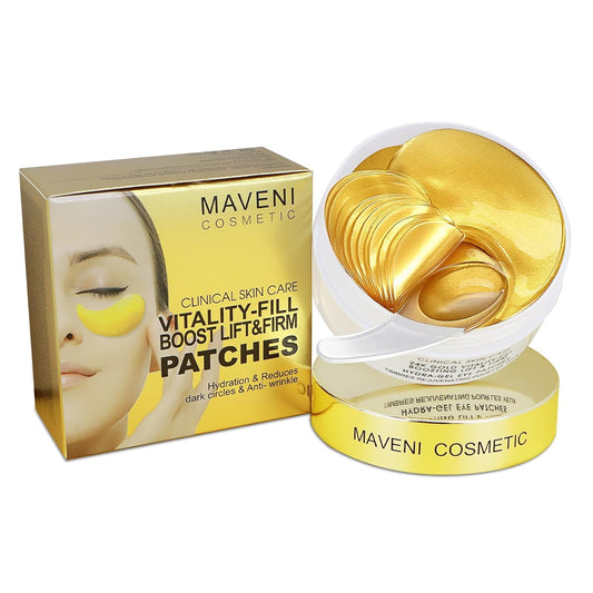 24k Gold Vitality-Fill Eye Patches (30 Pairs)|Anti-Aging Hydra-Gel Under Eye Patches, Boost Lift & Firm the Look of the Eye Area|Eye Patches for Puffiness,Bags,Dark Circles Under Eyes|Gold Pure Luxury