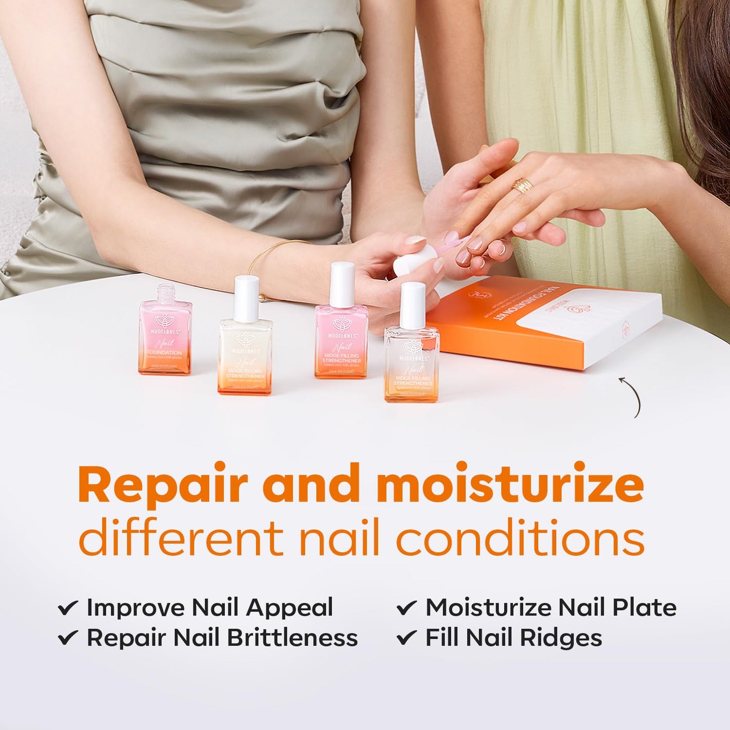 modelones Nail Strengthener Clear Nail Polish Repair for Damaged Nail Hardener Extra Strong and Growth Crystal Clear 15ml