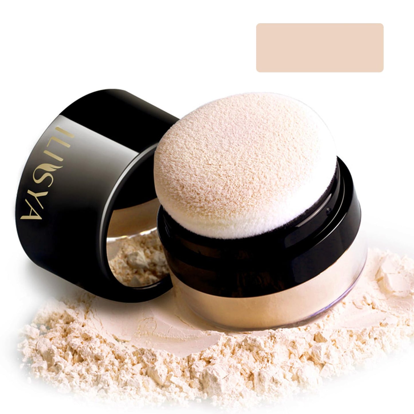 Setting Powder Lightweight Loose Powder Finishing Powder Long-Lasting Face Powder Waterproof with Soft Mushroom Powder Puff & Mirror, Matte Finish (Light Apricot/Translucent)-2 Boxes