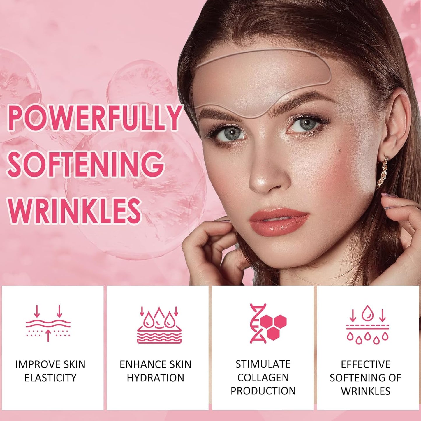 Reusable Forehead Wrinkle Patches | Forehead Wrinkles Treatment | Reusable Silicone Smoothing Pads for Brow Lift | Patches For Wrinkles | Non Invasive Reusable Wrinkle Smoothers | 4 Patches