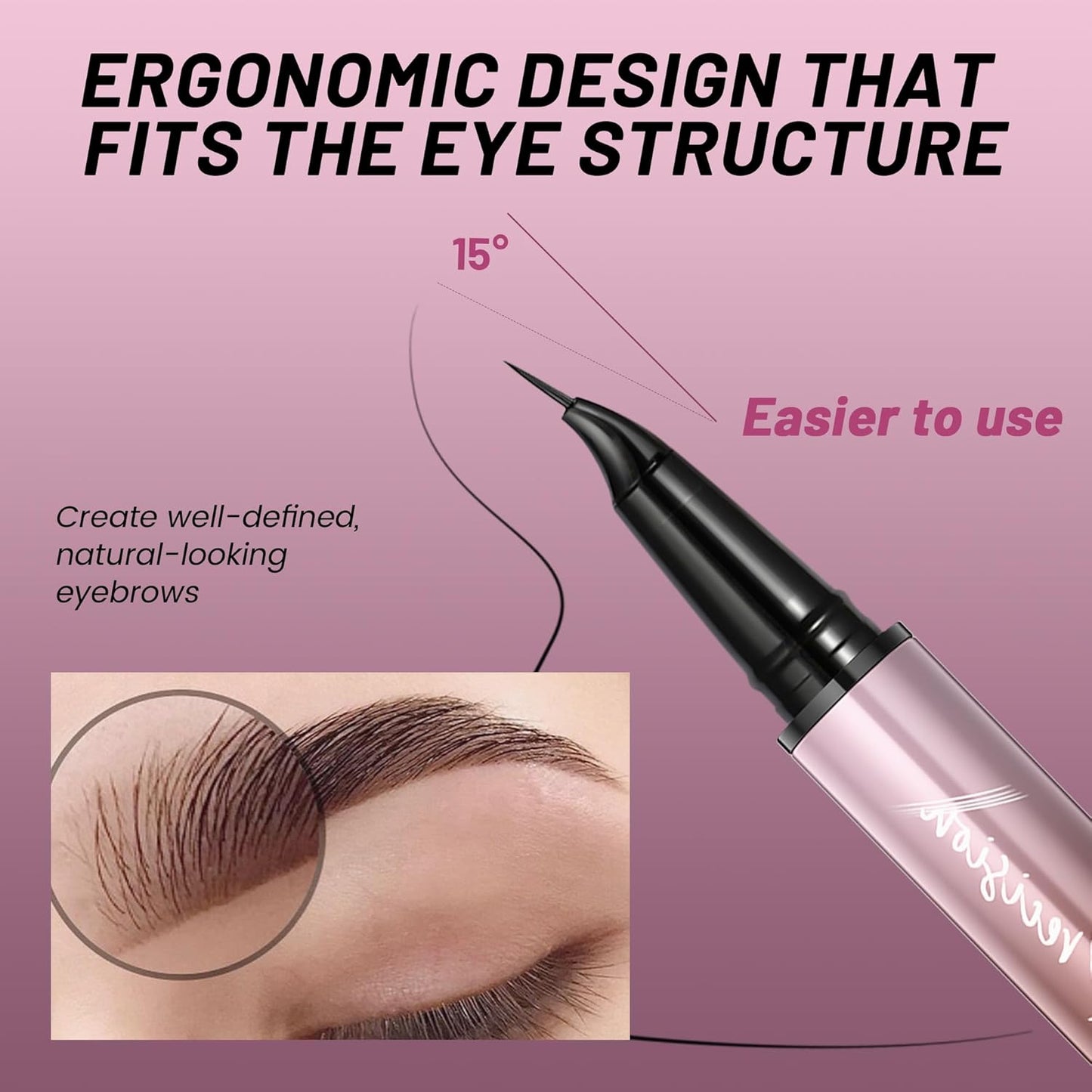2 Pack Eyebrow Pen, Waterproof Microblading Eyebrow Pencil, 2-in-1 4 Tip Eye Brow Makeup Pen for Women with Precise Curved Brush-Tip Create Natural Hair-Like Brows, Last All-Day (Light Blonde)