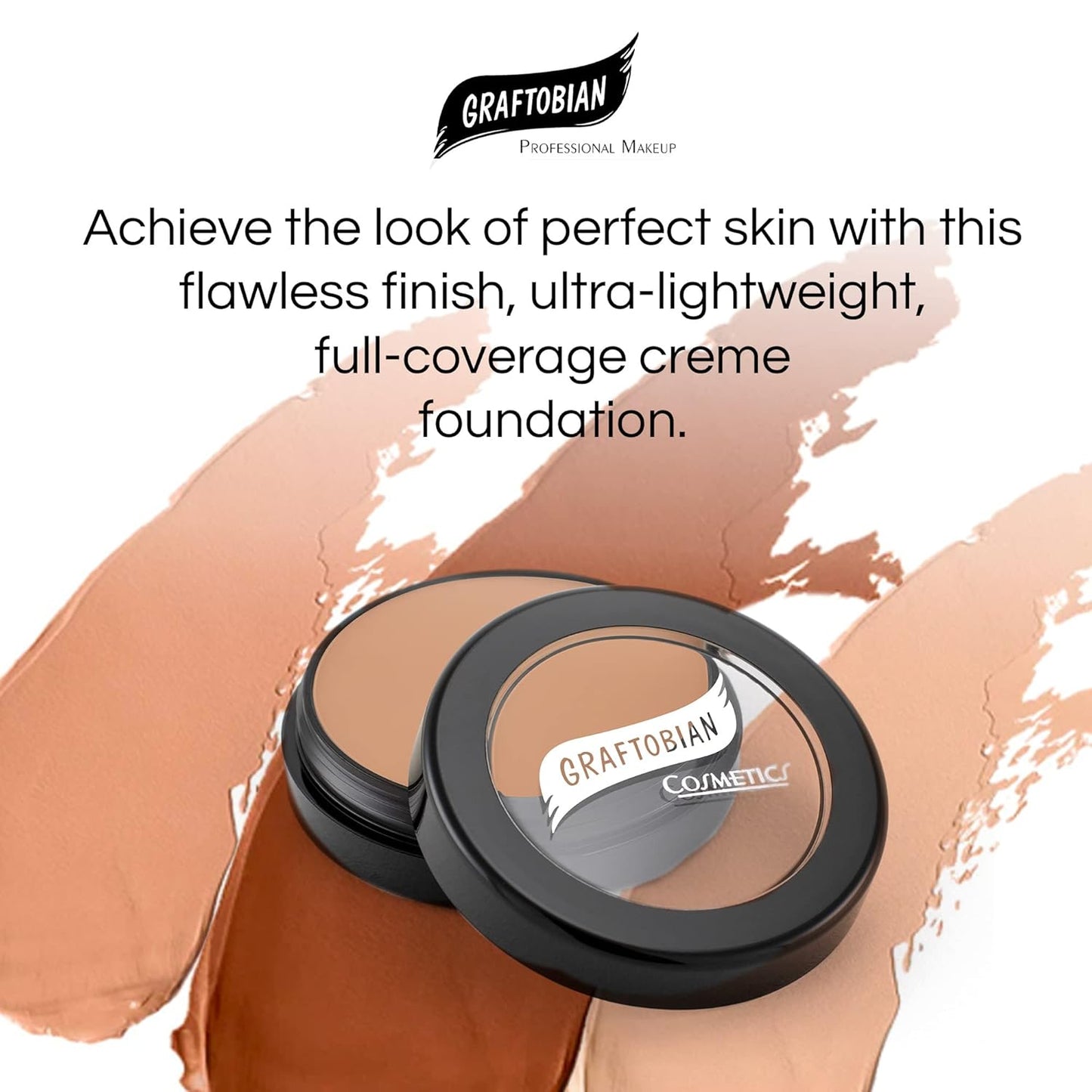 Graftobian HD Glamour Crème Foundation 1/2oz, Weightless Full Coverage Makeup, 65 Inclusive Shades, For All Skin Types, Natural or Full-Glam Looks, For Professionals and Beginners, Vienna Rose