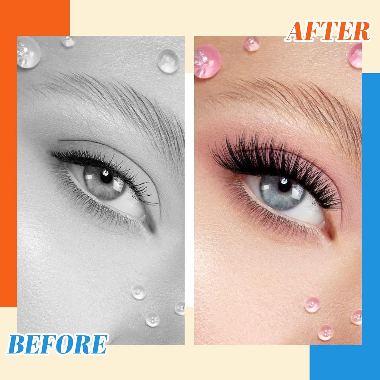 B&Q Lash Clusters 40D-D-9-16MIX Individual Lashes 280 Clusters Manga Lashes False Eyelash DIY Eyelash Extensions at Home (40D-D,9-16MIX)