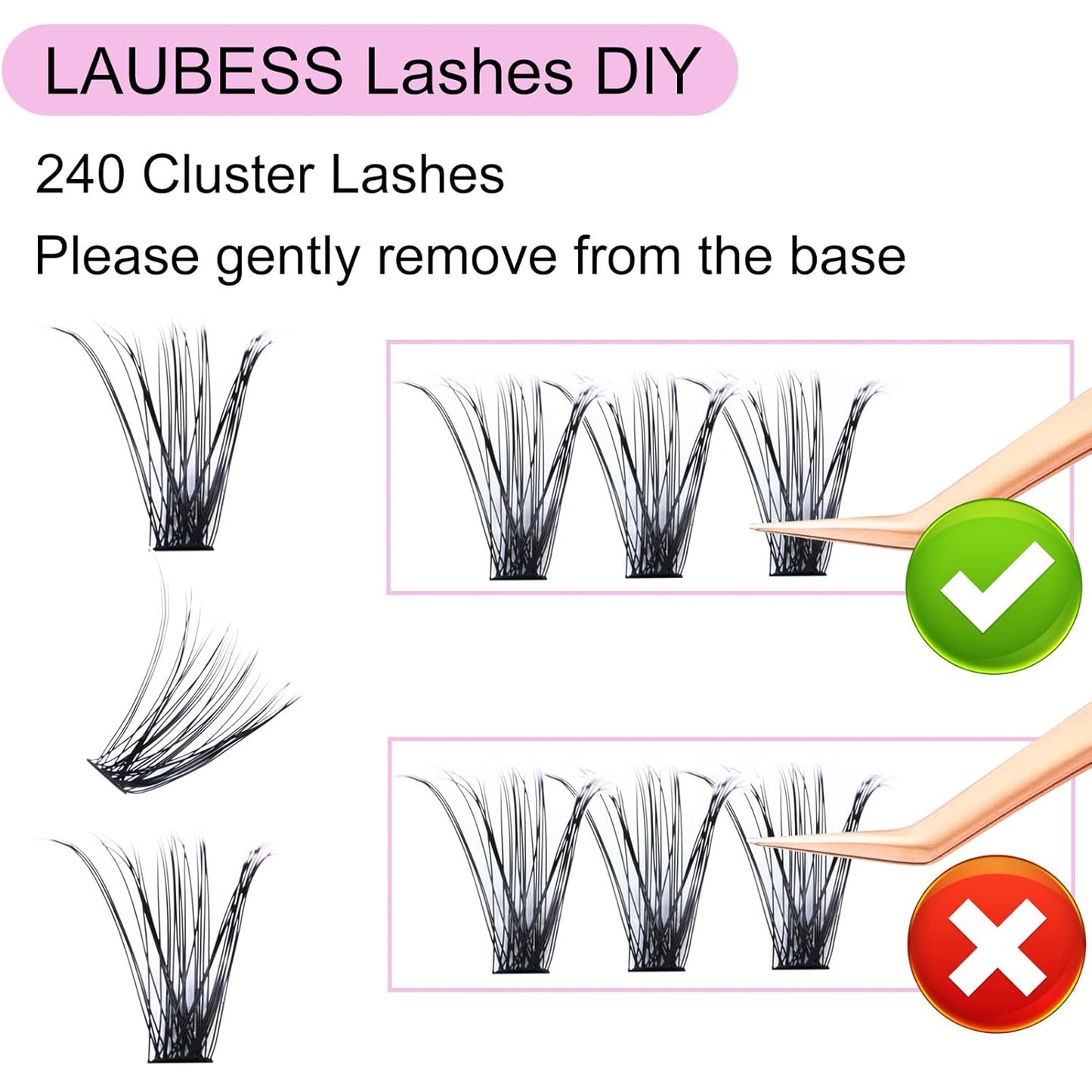 Eyelash Clusters LAUBESS Lash Clusters Individual Lashes Cluster Eyelash Extensions DIY at Home Waterproof Cluster Lashes DIY at Home (40D-D-15)