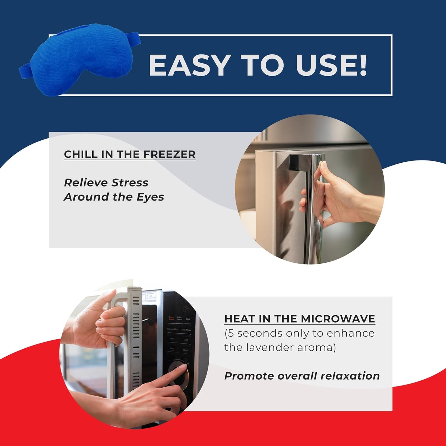 Lavender Eye Mask - Weighted Eye Mask for Relaxation and Yoga - Cold Therapy Eye Masks for Women, Men - 1 Eye Mask Blue