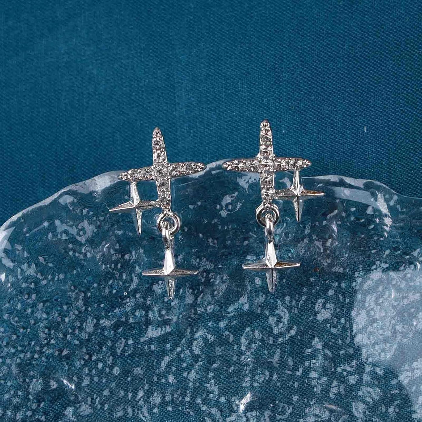 Punk Cross Star Dangle Drop Earrings Vintage Silver Hanging Rhinestone North Star Drop Earrings Minimalist Cross Star Dangle Huggie Small Hoop Earrings Jewelry for Women