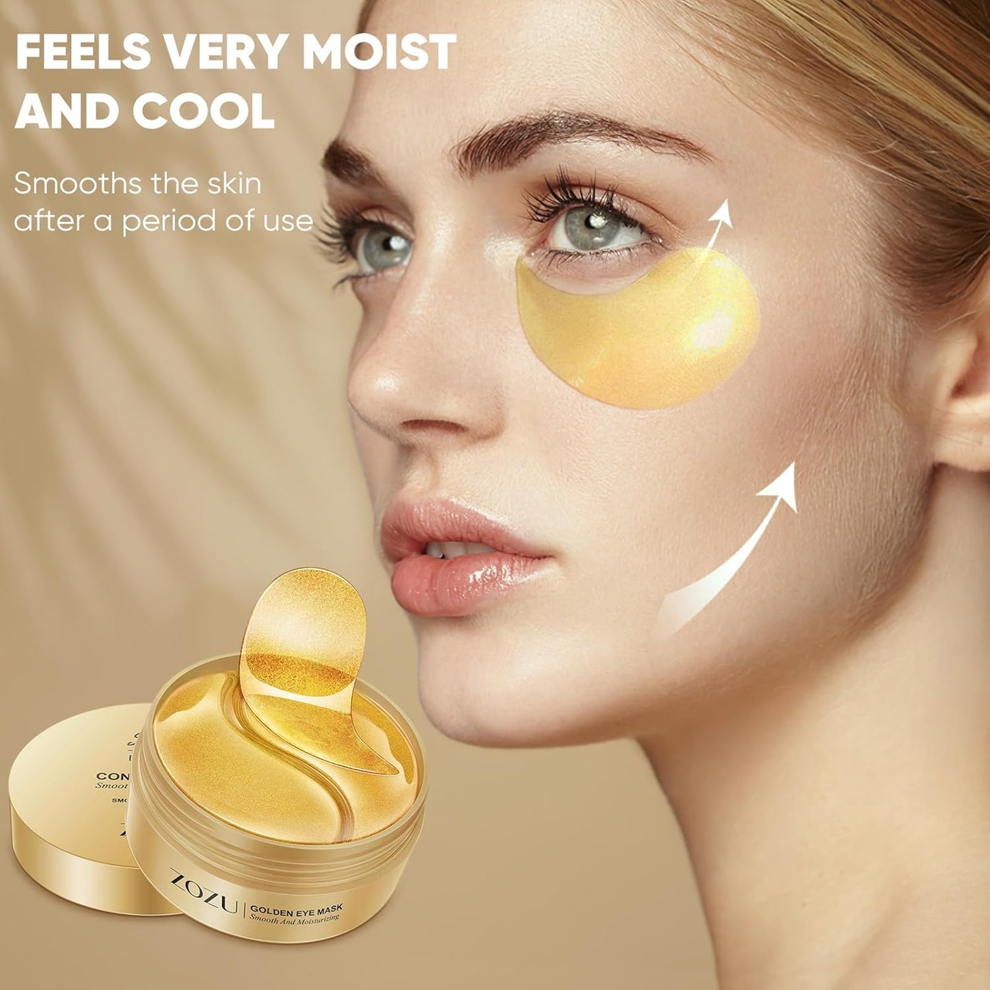 Gold Under Eye Patches, 60 Pcs 24K Gold Under Eye Masks for Dark Circles, Under Eye Patches for Puffy Eyes, Reduce Wrinkles, Under Eye Bags, Moisturizing Improves Elasticity
