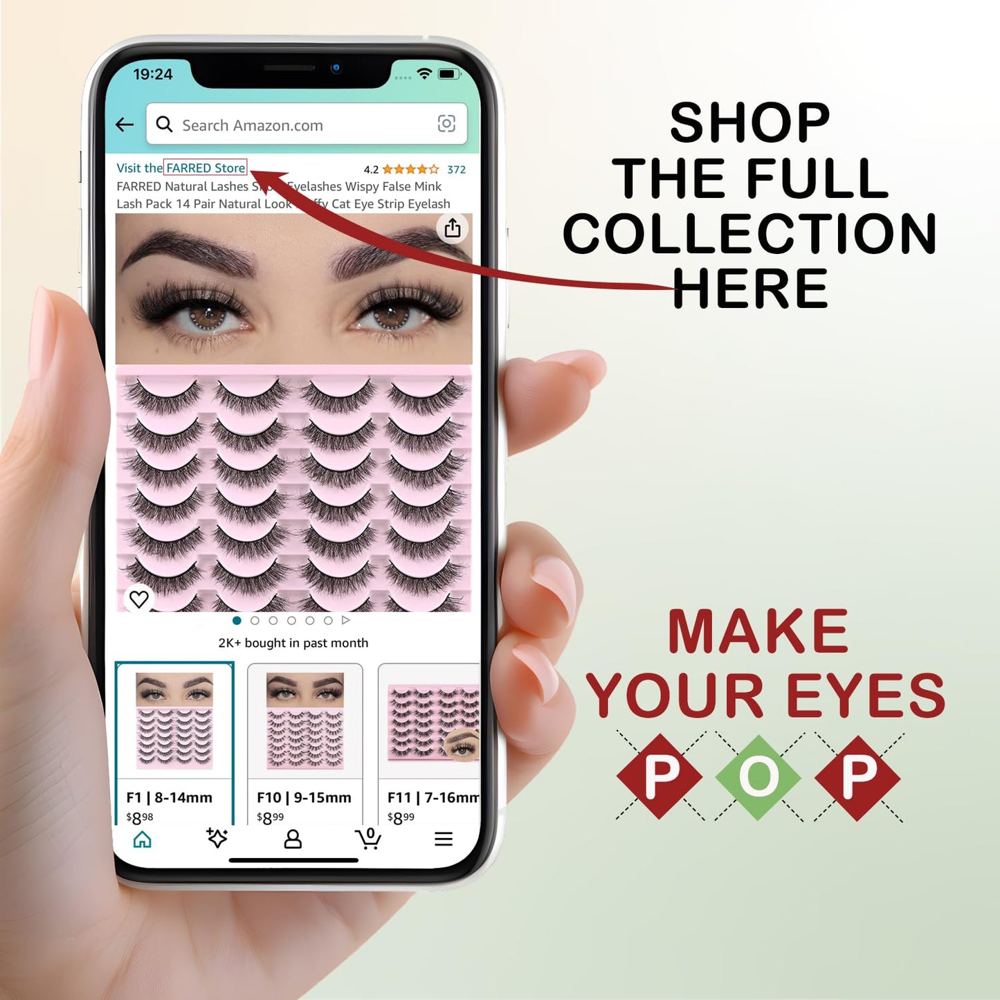 FARRED Half Lashes Natural Look Short Eyelashes Cat Eye Lash Fluffy Natural Lashes Wispy False Eyelash 14 Pairs Faux Mink Strip Eye Lashes Pack for Daily Makeup (F15 | 9-14mm)