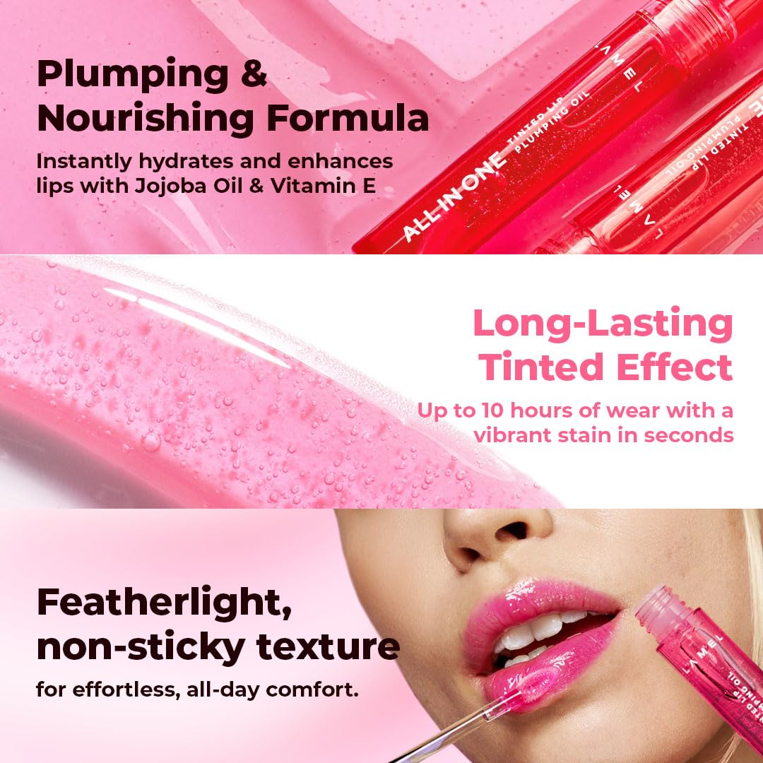 All-in-One Lip Oil - Lightweight, Tinted, Plumping, Hydrating Lip Gloss - Lip Balm for Day & Night Use, Long-Lasting Lip Stain, Lip Glow Oil, No-Sticky Gloss, Lip Plumper Tint - Peachy №401
