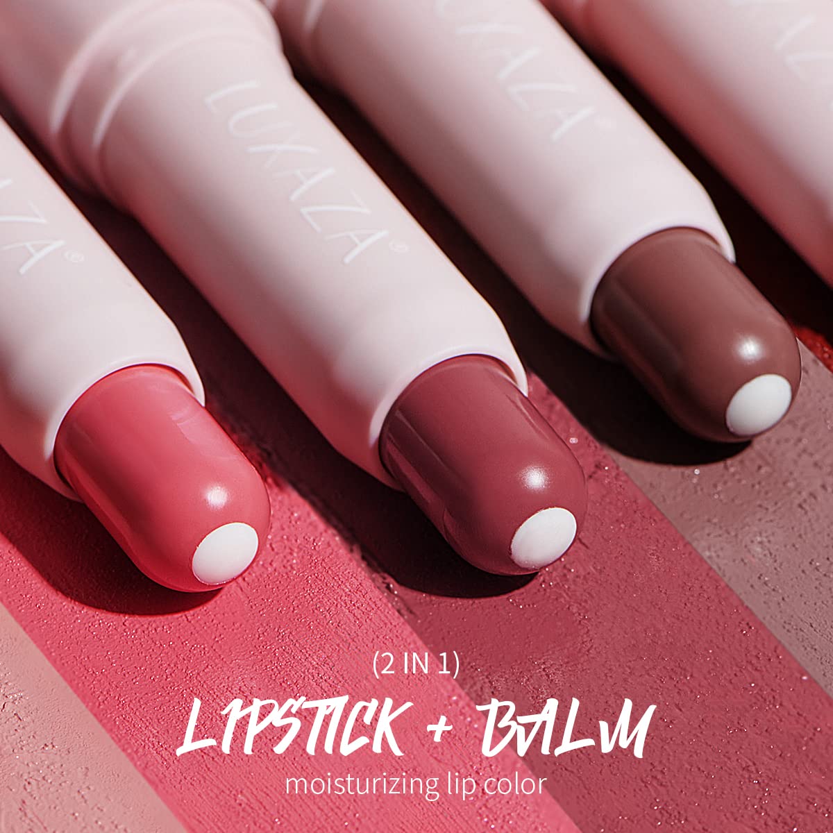 2PCS Tinted Lip Balm Chapstick with Color, Natural Semi - Gloss Finish, Hydrating/Coloring 2 in 1 Moisturizer Lip Stick for Girls & Women #01＋#05