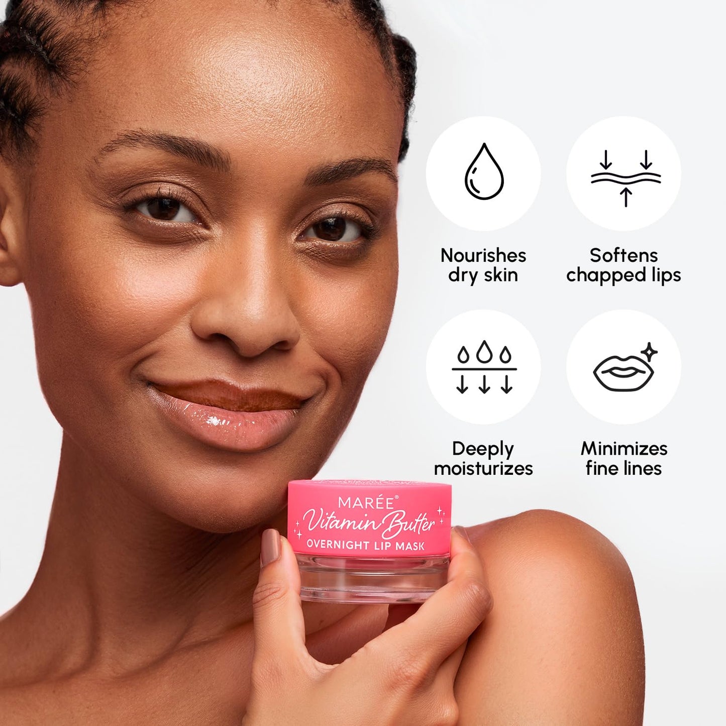 MAREE Lip Moisturizer Sleeping Mask Overnight - Moisturizing Lips Butter Balm with Hyaluronic Acid - For Very Dry Lips Care - Hidratante de Labios Care Products