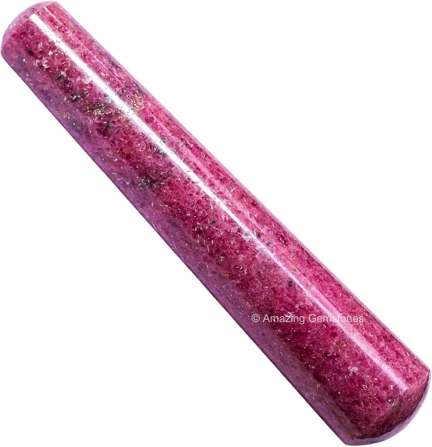 Amazing Gemstone Rhodonite Crystal Wand Massage Stick - Pelvic Wand Gua Sha for Adults - Crystals and Healing Stones Massage Wands for Adults Gifts (Smooth)