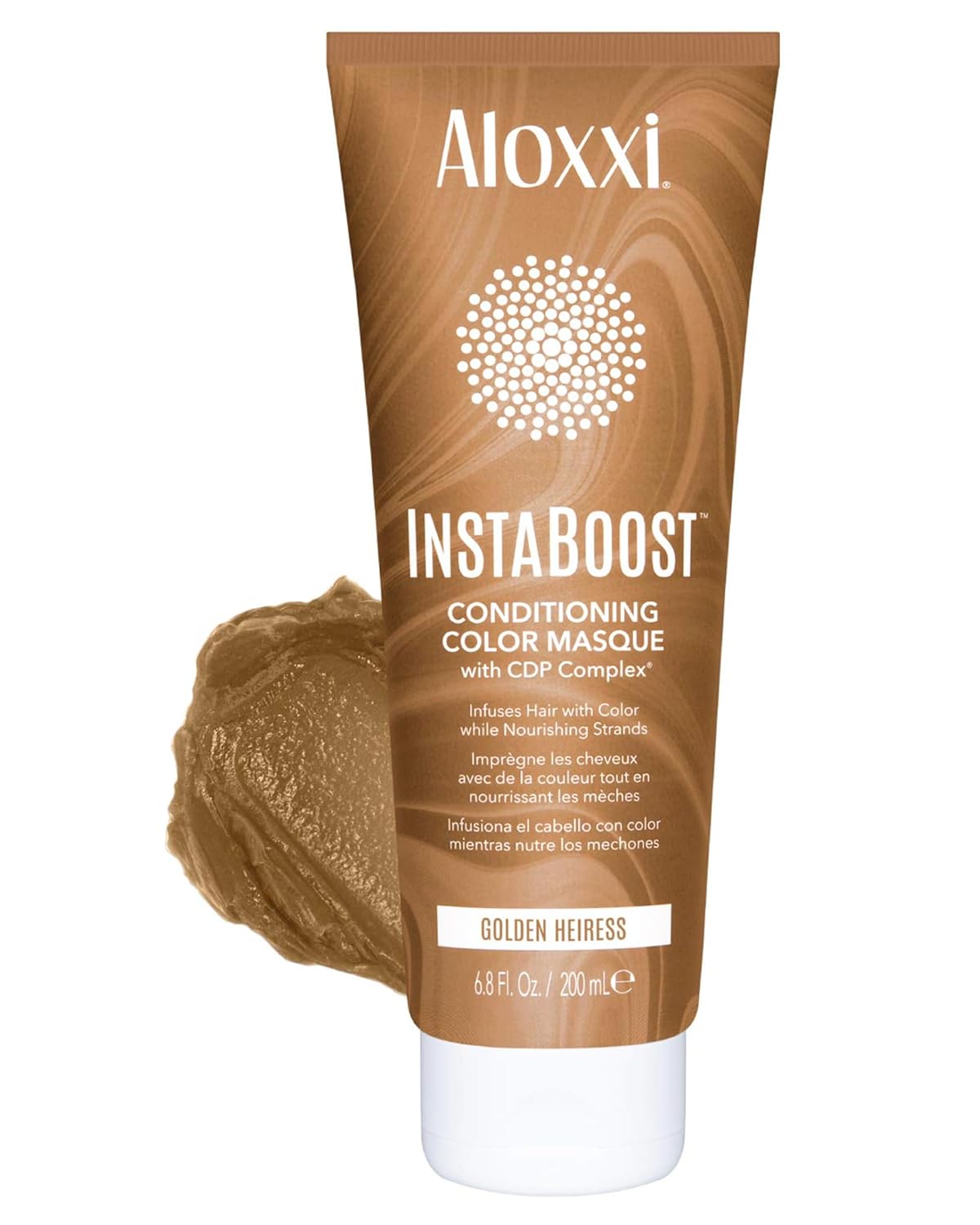 ALOXXI InstaBoost BROWN Color Depositing Conditioner Mask – Instant Temporary Hair Color Dye - Hair Color Masque for Deep Conditioning (Golden Heiress), 6.8 Fl Oz
