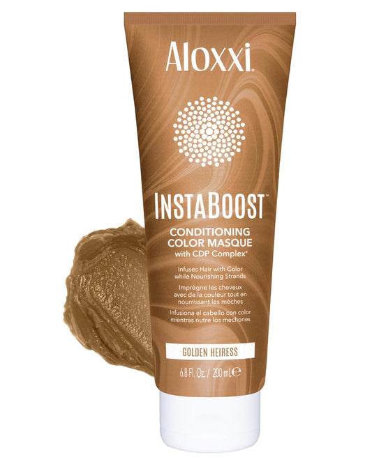 ALOXXI InstaBoost BROWN Color Depositing Conditioner Mask – Instant Temporary Hair Color Dye - Hair Color Masque for Deep Conditioning (Golden Heiress), 6.8 Fl Oz