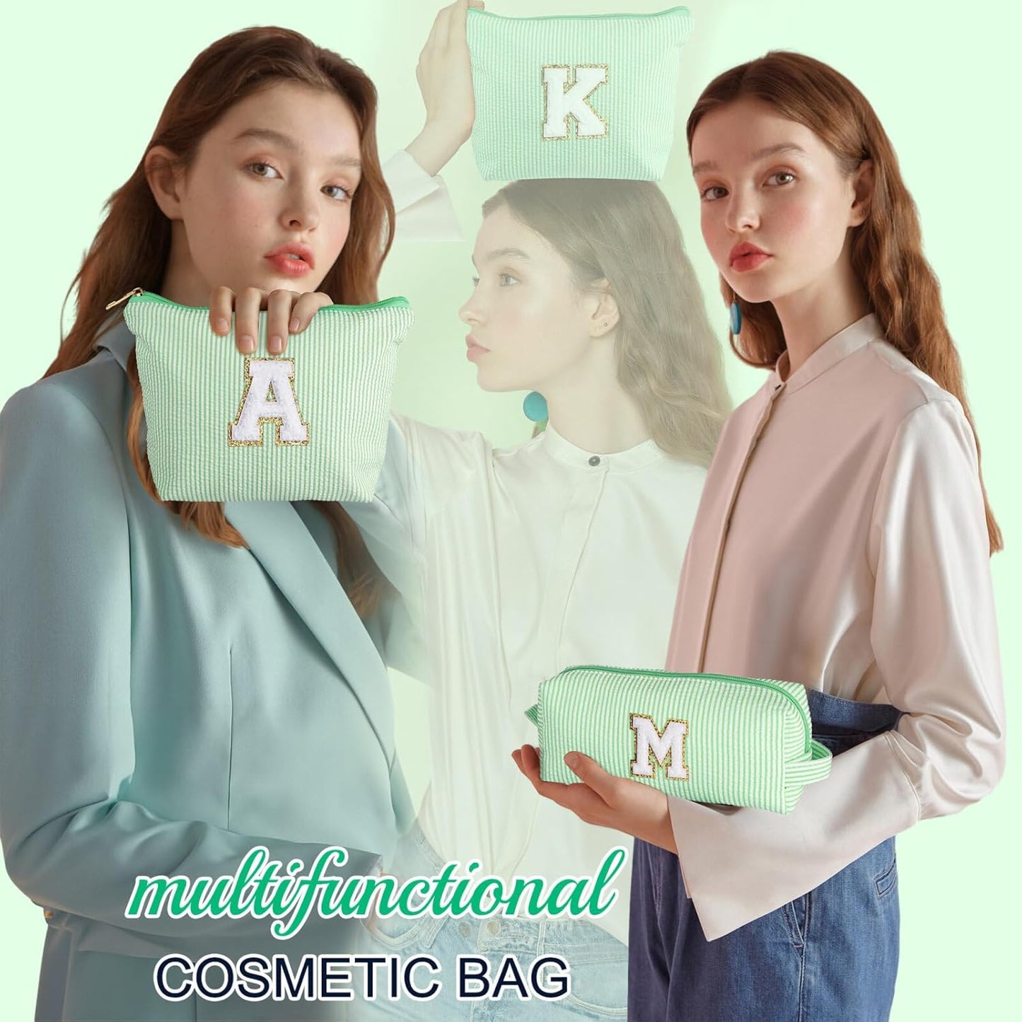 YOOLIFE Initial Makeup Bag C - Personalized Gift for Girls, Teens, Women - Birthday Idea for Ages 7-16