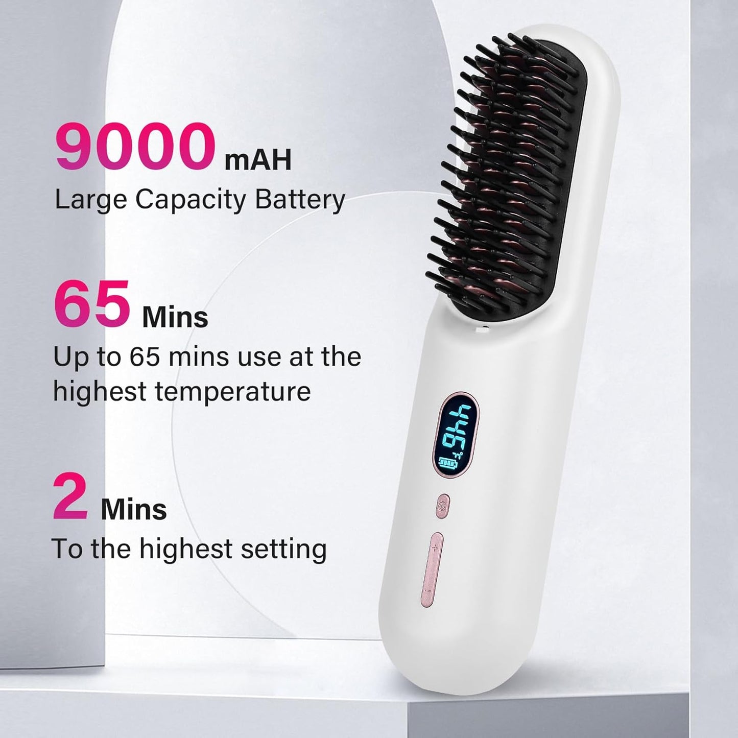 Rechargeable Hot Hair Brush Straightener Heat Pressing Combs Ceramic Electric Straightening Comb, Anti Burn for Natural Black Hair Beard Wigs Holiday Gifts