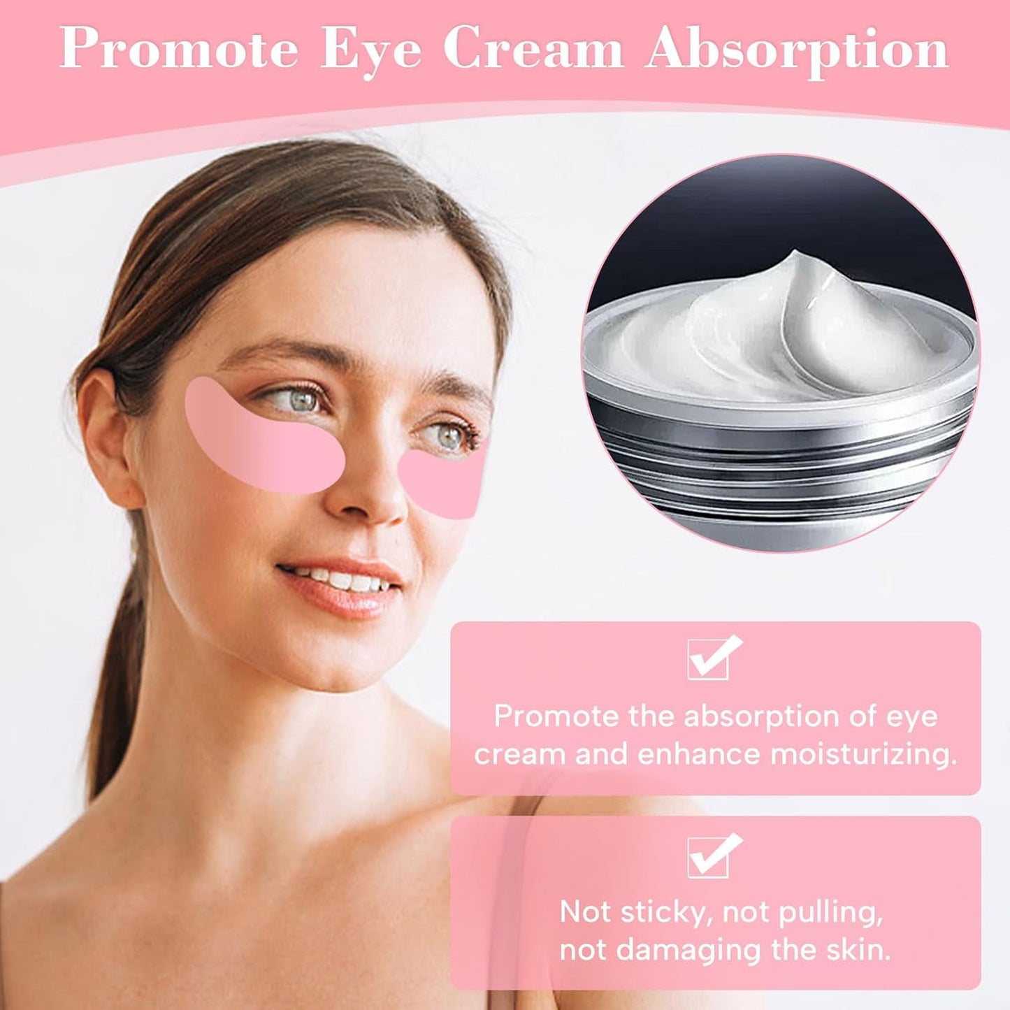 Under Eye Patches Silicone - 2 Pcs Reusable Eye Patches, Eye Patches Plump Fine Lines & Wrinkles with Metal Eye Cream Applicator, Tin Case