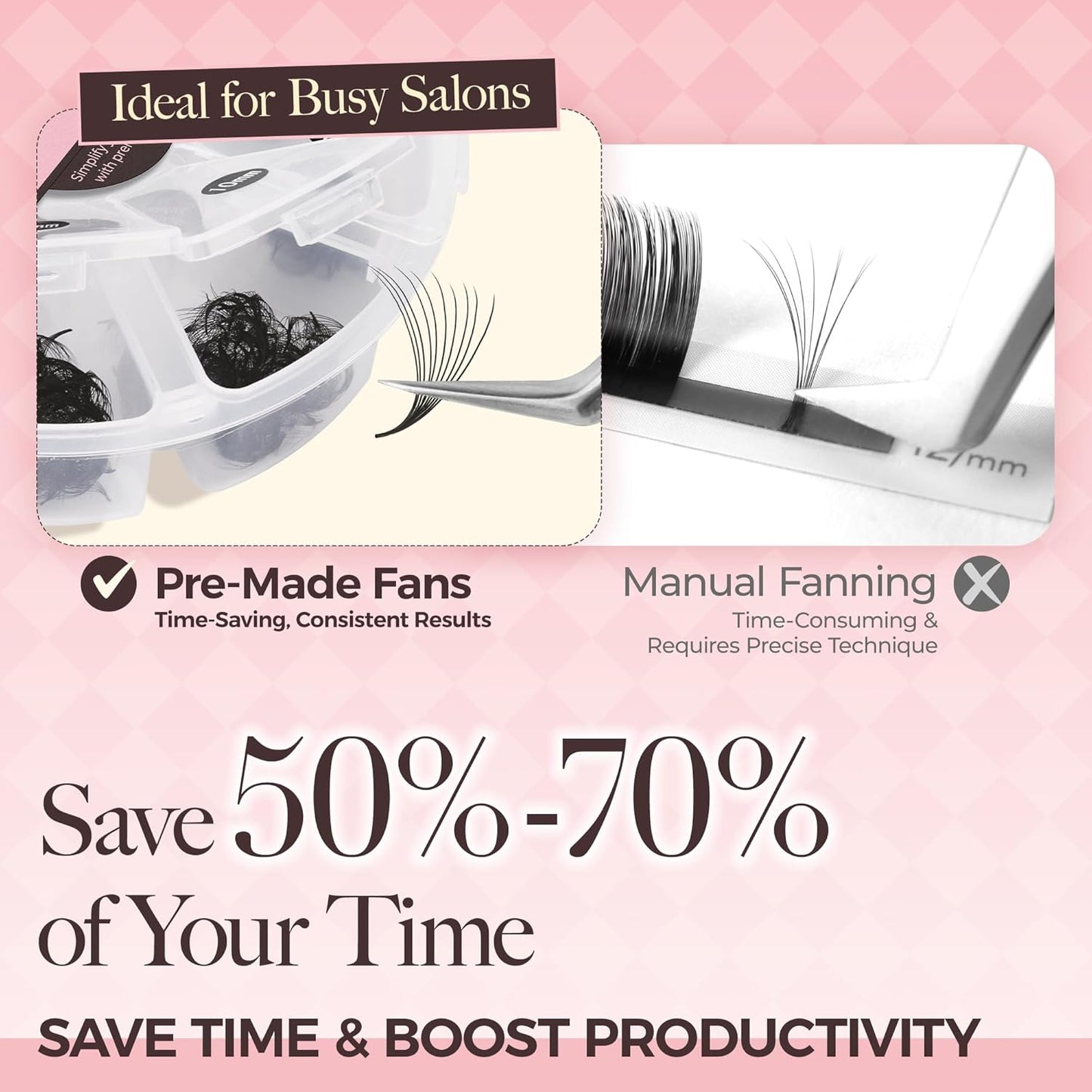 LASHVIEW 1000 Fans Premade Volume Eyelash Extensions Mixed Tray C Curl Pointed Handmade Loose Fans Thin Base (10D-0.07C,8-15mm)