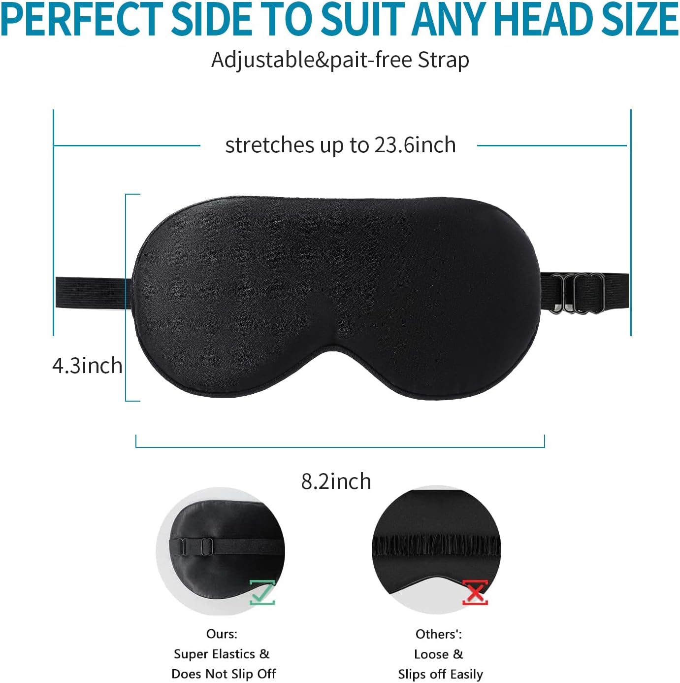 2-Pack 100% Real Natural Silk Eye Mask, Silk Sleeping Mask, Shade Puffy Eye Gift with Adjustable Straps, Sleep Eye Mask, SHJINJU Eye Mask Shade (Black and Purple)