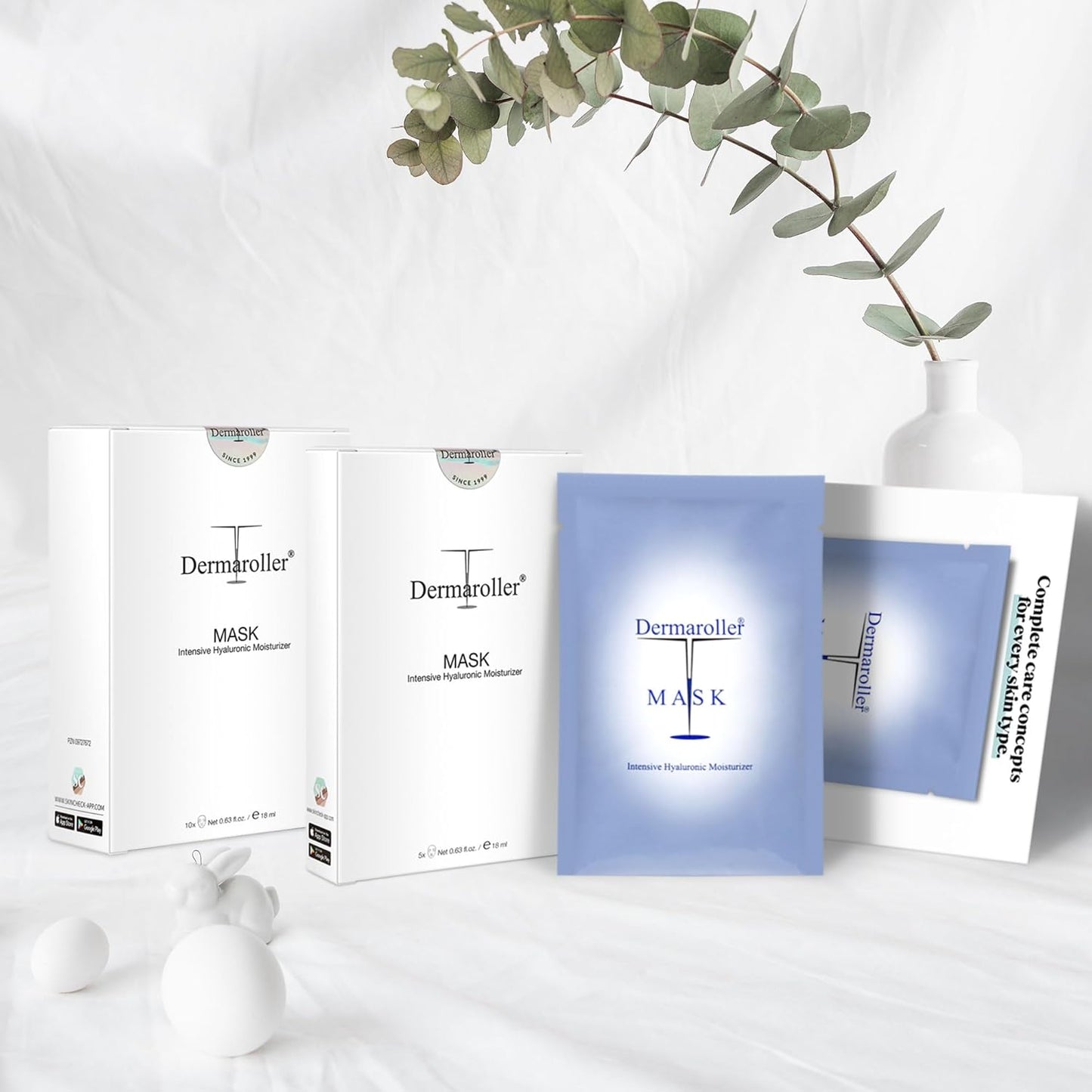 Dermaroller, Silk Face Masks Intensive Hyaluronic Acid Moisturizer with Matriyxl 3000 Tocopherol Boost Collagen Hydrate Dry Skin Reduce Fine Lines Wrinkles SingleUse Masks (1 mask)