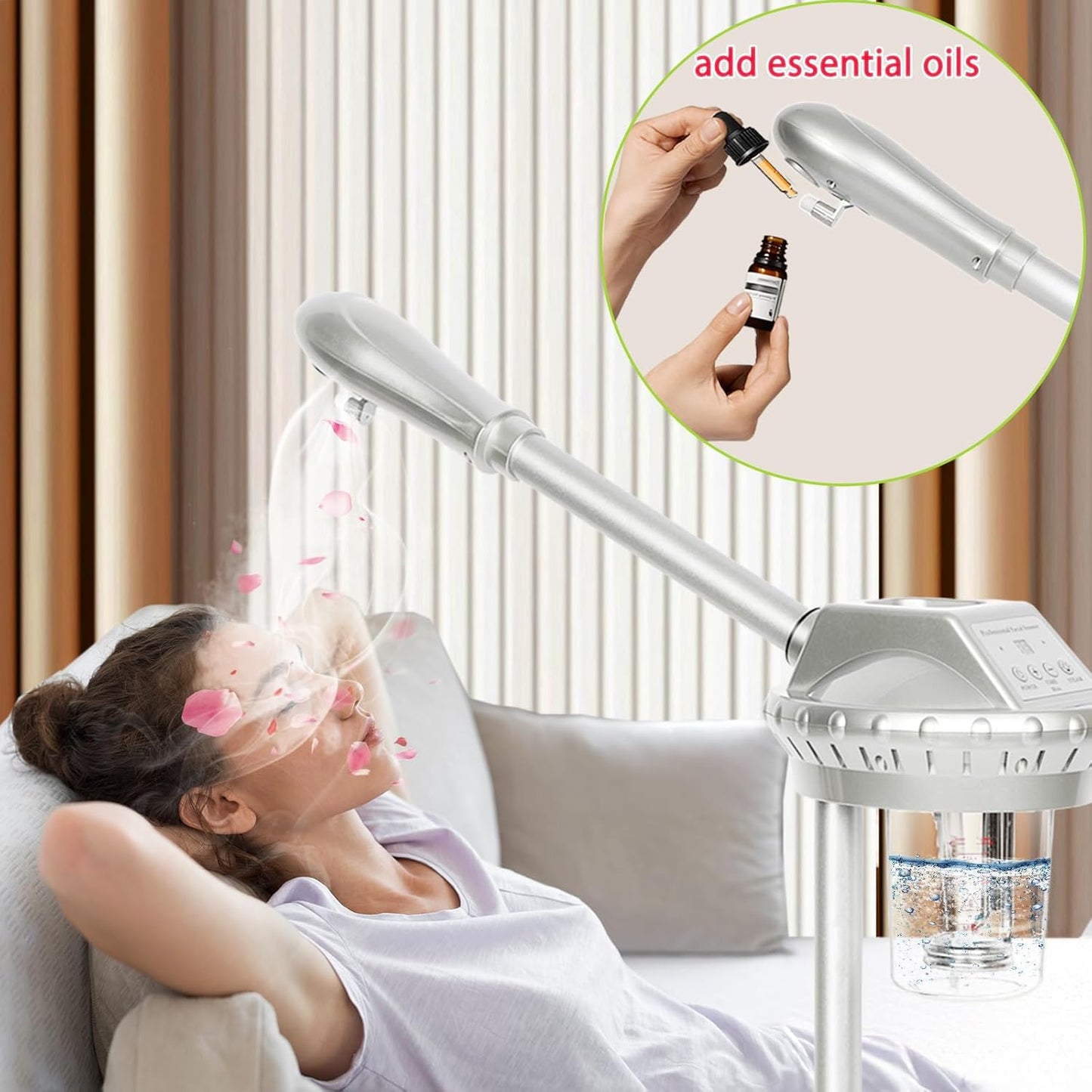 Professional Facial Steamer for Estheticians Face Steamr on Wheels with Hot Mist & Timer Function Suitable for Home Use or Beauty Spa Deep Cleansing and Hydration