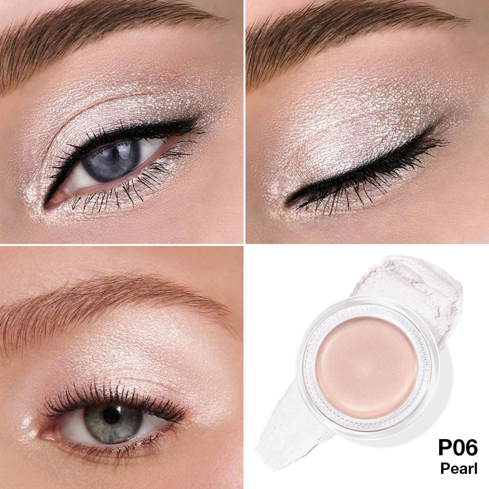 Cream Glitter Purity Shimmer Metallic Eyeshadow Palette Makeup, Natural Single Mini Instant Holographic Eyeshadow For Women, Sombras Crema Para Ojos, Talc, Paraben & Cruelty Free, P06