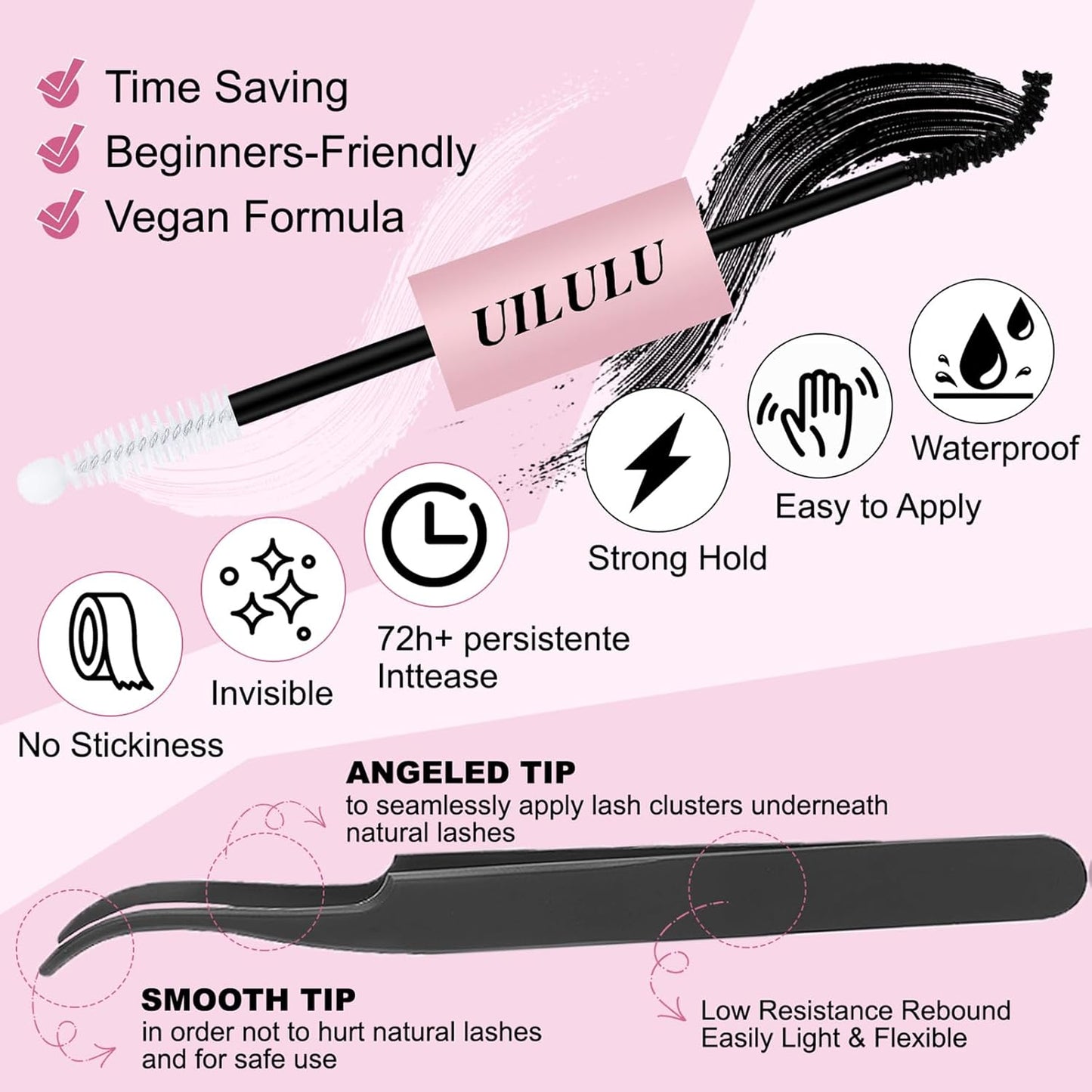 Lash Clusters kit 10-18mm DIY Lash Extension Kit 132 D Curl Lash Clusters 0.07D Wispy Individual Lashes Clusters False Eyelashes Natural Eye Lash Kits Extensions Kit U09 Kit