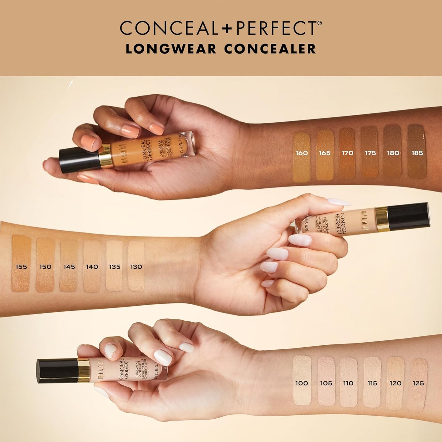 Milani Conceal + Perfect Longwear Concealer - Warm Almond (0.17 Fl. Oz.) Vegan, Cruelty-Free Liquid Concealer - Cover Dark Circles, Blemishes & Skin Imperfections for Long-Lasting Wear