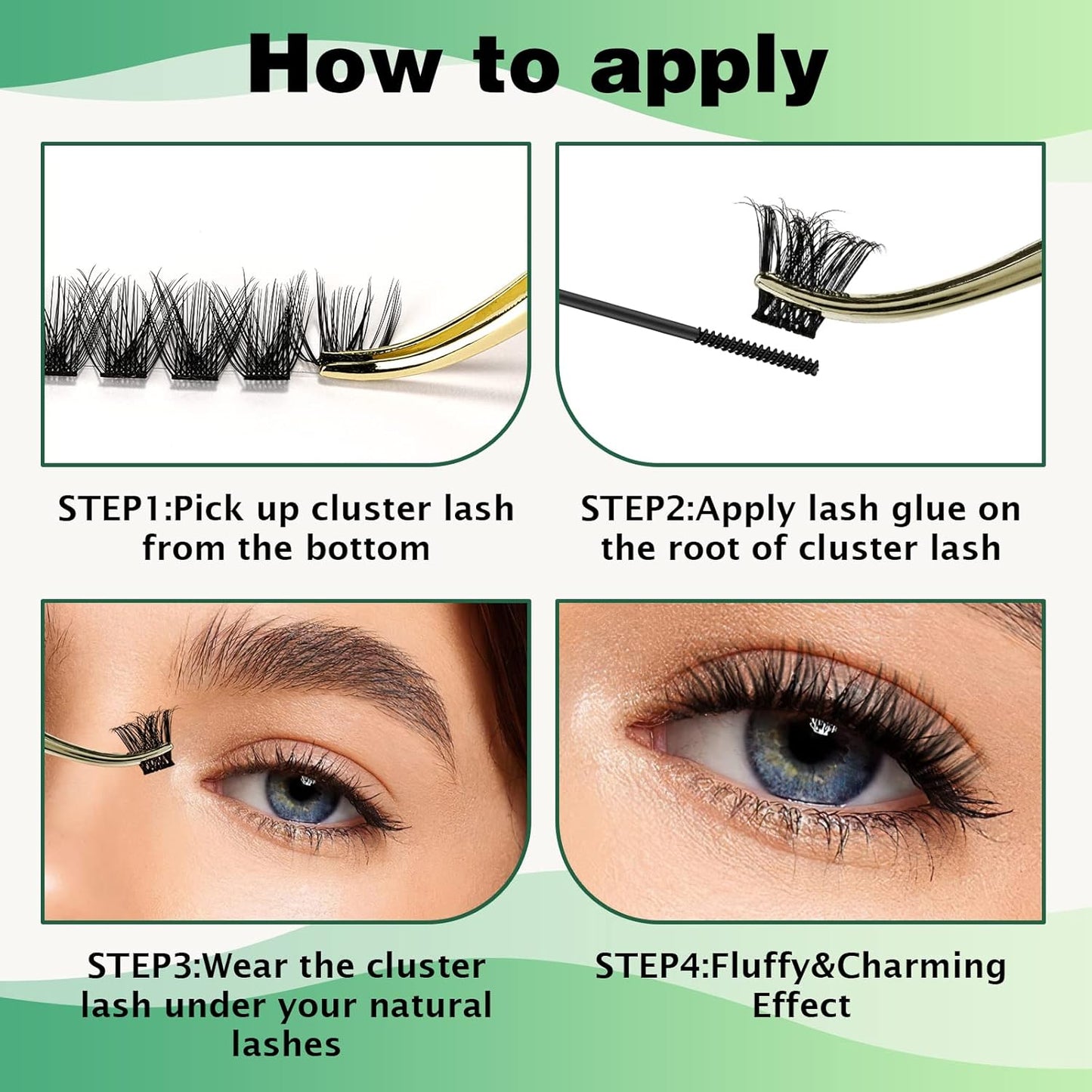 Lash Clusters 96pcs Individual Lashes D Curl 18mm Cluster Lashes KEYYOU Volume Wispy Lash Extension Soft&Comfortable Easy DIY at Home(Y03 D-18mm)