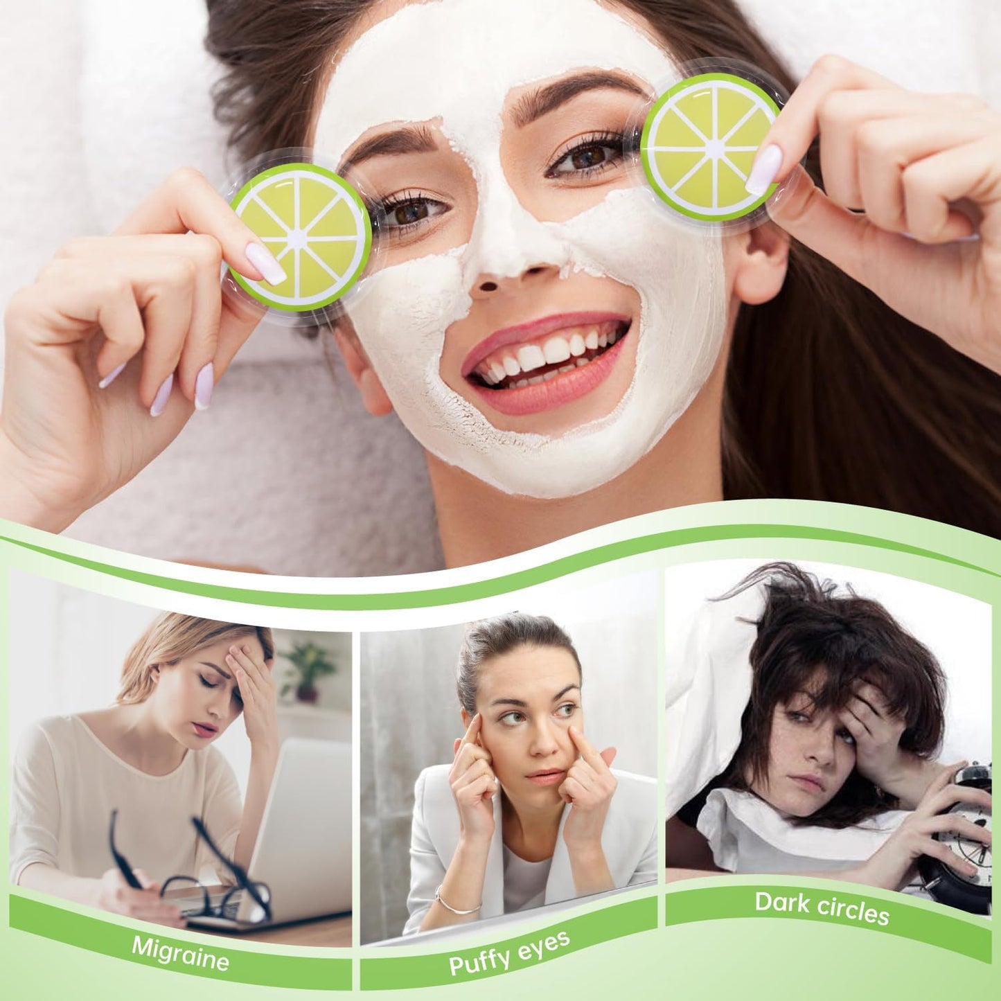 Gel Eye Ice Pack Reusable Cooling Ice Eye Pads and Under Eye Patches, Eye Hot Cold Pack for Eye Relax,Swelling, Eye Redness, Puffy Eyes (Lemon)