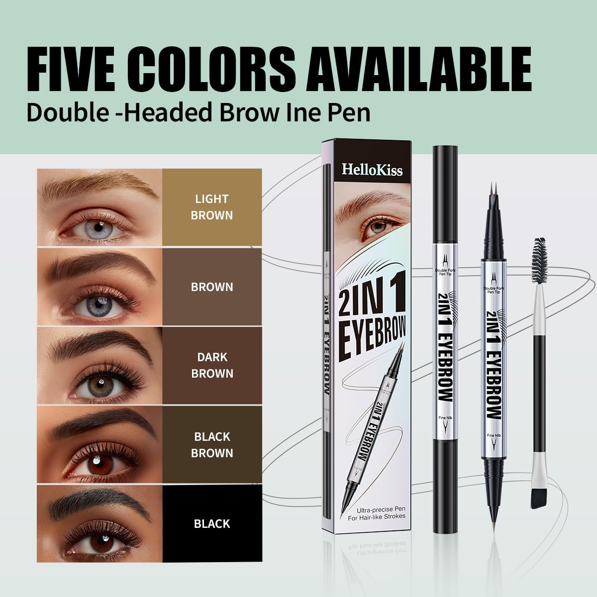 Eye Brow Pencils for Women Brown,2-in-1 Dual-Ended Eye Brow Pencil with 2-Fork-Tip and Precise Brush-Tip, Microblading Eyebrow Pen for Waterproof Long Lasting Natural Hair-Like Brows(Dark Brown)