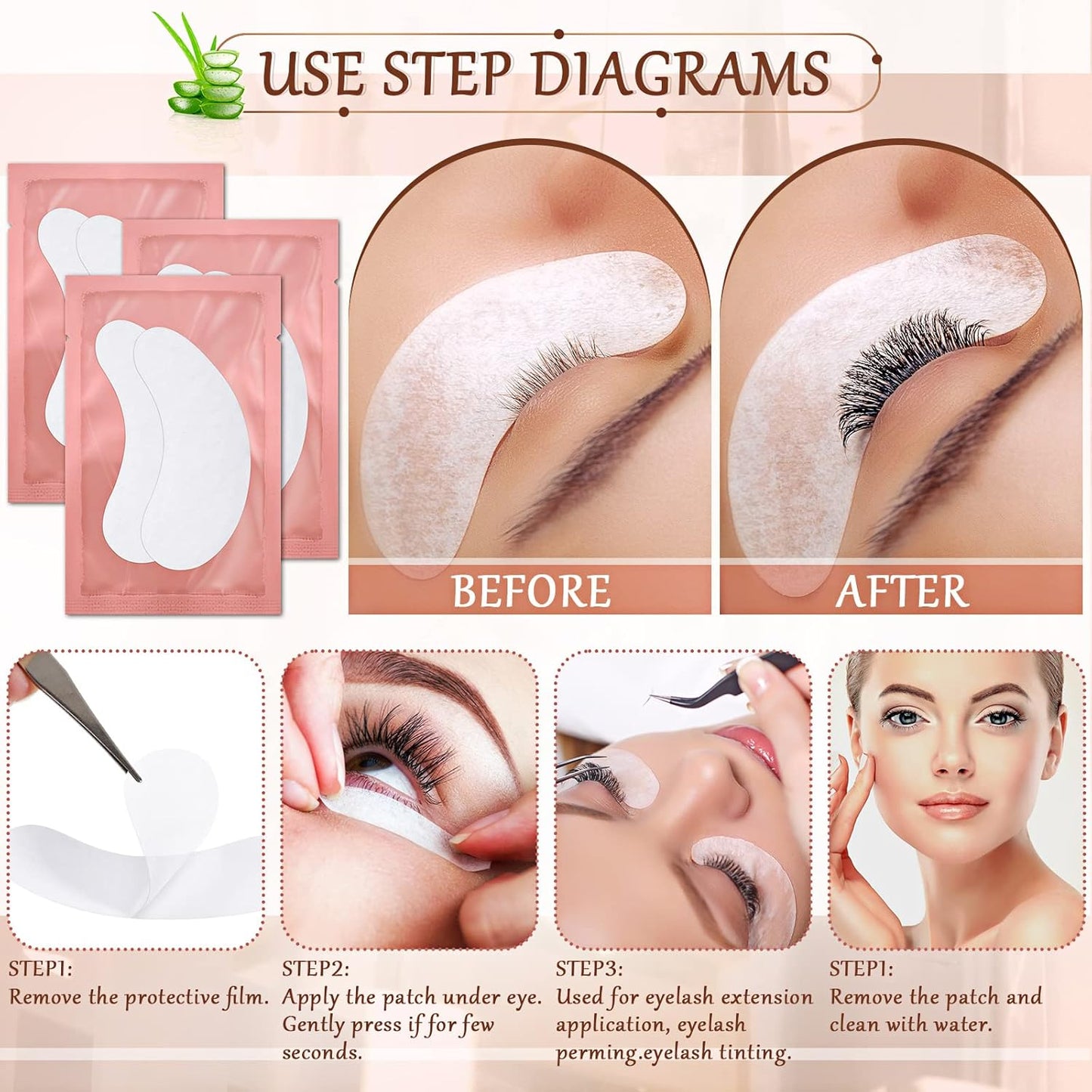 200 Pairs Under Eye Gel Pads Natural Eyelash Extension Gel Pads Patches Kit for Eyelash Extension Supplies Bulk Eyelash Extension Supplies Beauty Tools, Fit Most Eye Shape