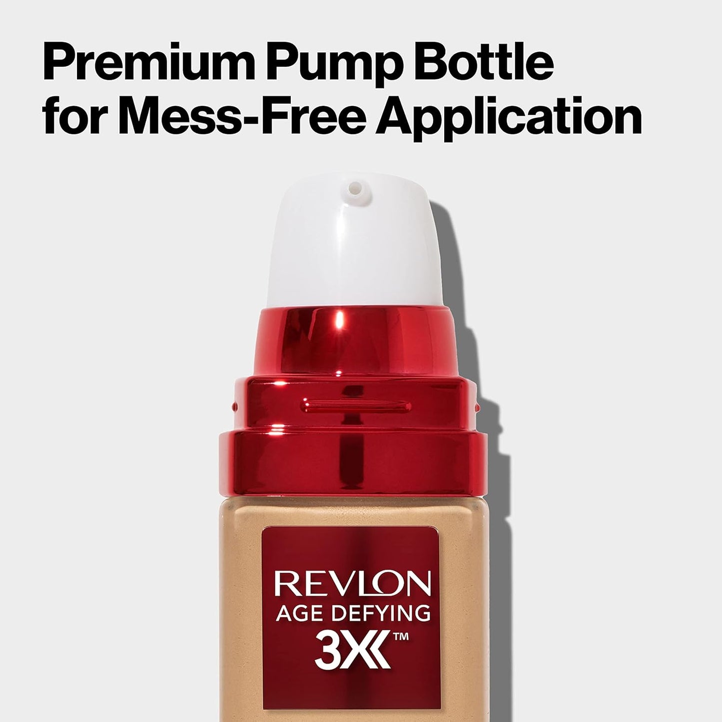 Revlon Age Defying 3X Makeup Foundation, Firming, Lifting and Anti-Aging Medium, Buildable Coverage with Natural Finish SPF 20, 065 True Beige, 1 fl oz