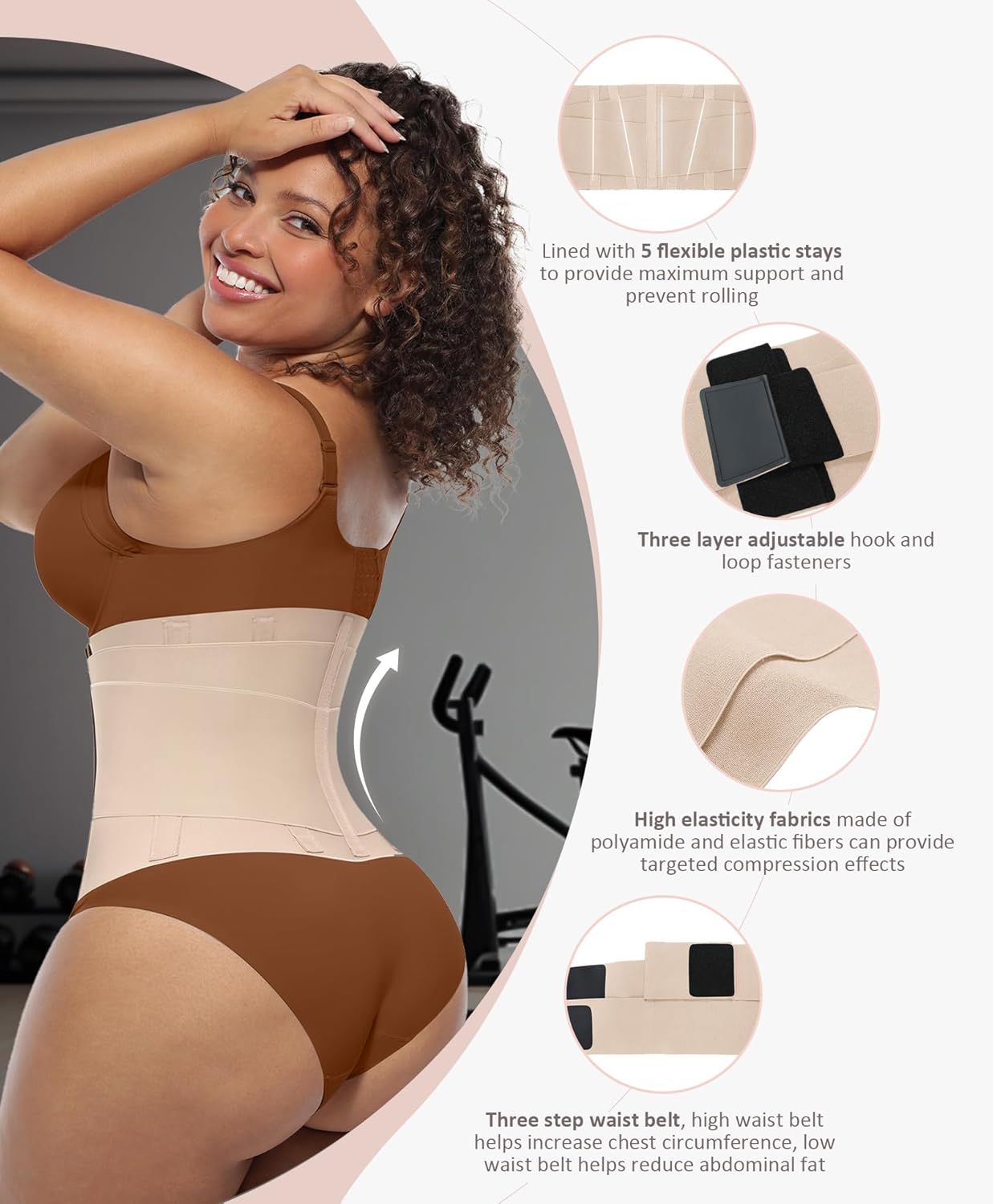 FeelinGirl Waist Trainer Belt Waist Cincher Trimmer Ab Belt Tummy Control Body Shaper with Triple Wrap Women and Men