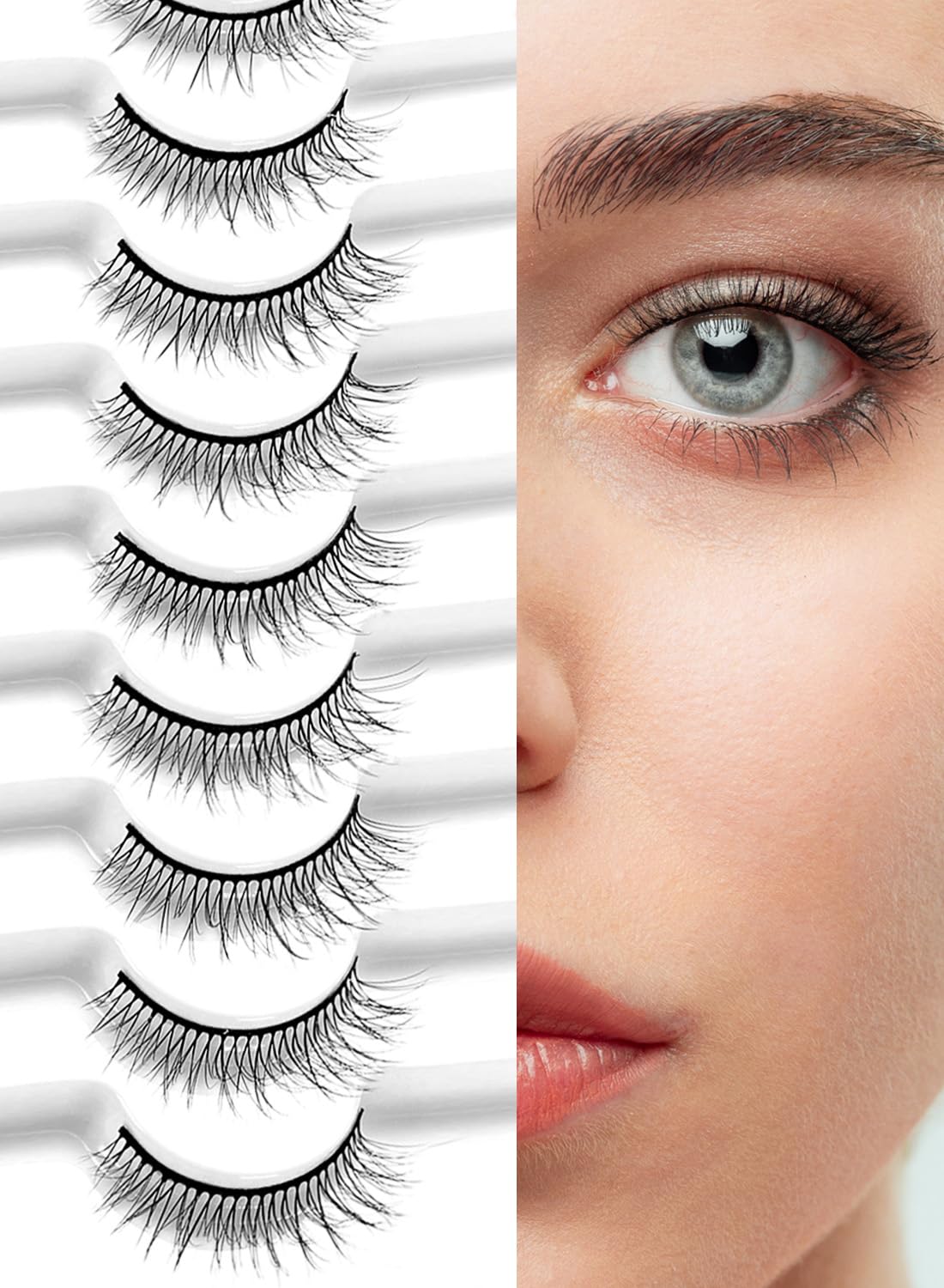 Classic Fake Eyelashes – 4-10mm Lash Extensions – Luxurious Natural Mink Lashes Eyelash Extensions – Comfortable and Easy to Apply – High-End Fiber Lashes for Superior Volume