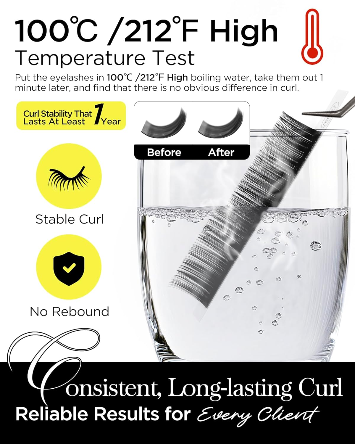 BEYELIAN Eyelash Extension Natural Matte Black 0.05 C Curl 14mm Tray Easy Fan Lash Extensions Volume Lashes 100°/212°F High Temperature Resistant Classic Professional Use (0.05 C 14mm)