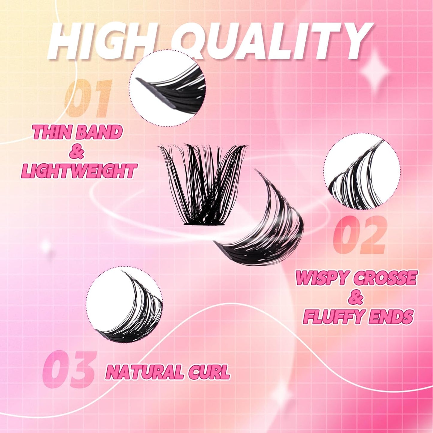 FADLASH Cluster Lashes D Curl Wispy Individual Lashes DIY Eyelash Extension Natural Look Reusable Fluffy Cluster Eyelash Extensions Self Application at Home (100D+200D-0.07D-12-18MIX)