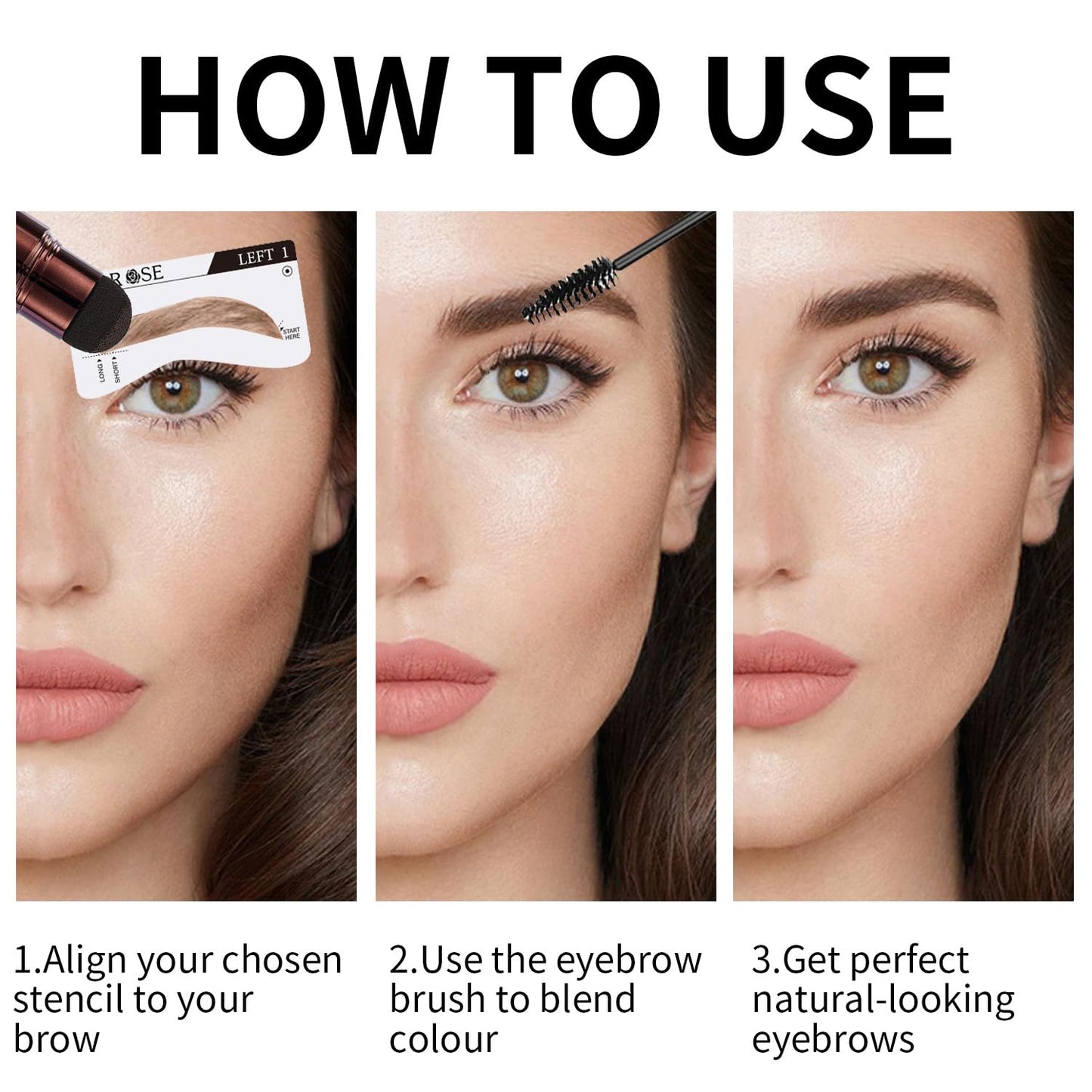 Eyebrow Stencils, ALLROSE Eyebrow Stamp Stencil Kit Perfect Eyebrow Waterproof Eye Brow Stamp Stencil Kits, Eyebrow Kit for Women with 20PCS Brow Shaping Kit Eyebrow Tinting Kit, Light Brown