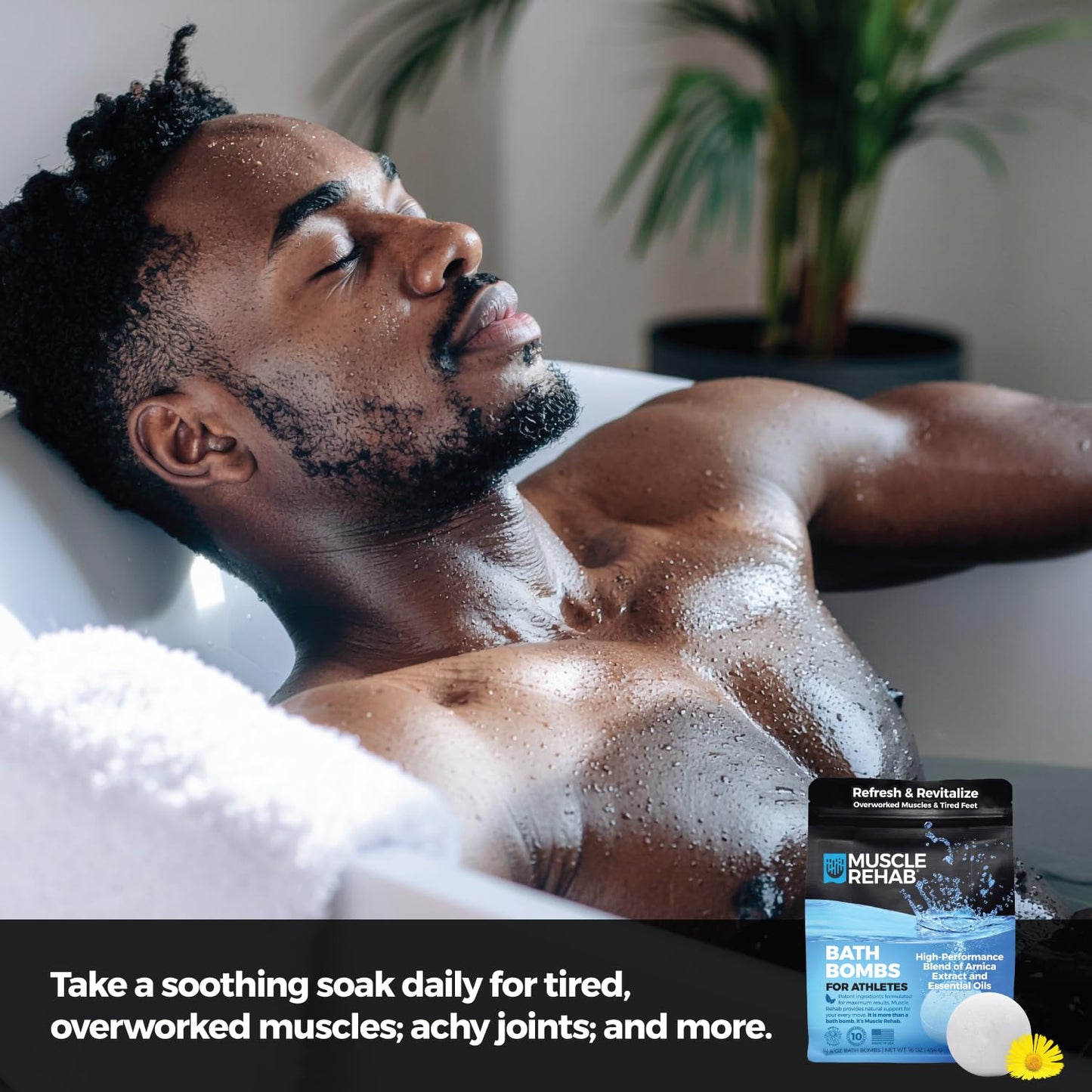 Epsom Salt Bath Bombs with Arnica: Muscle Recovery Bath Soak for Pain & Tension with Turmeric,Clary Sage, Eucalyptus| Magnesium Bath Bombs| Transdermal Bath Soak for Muscle Pain, Muscle Rehab 4 Pack