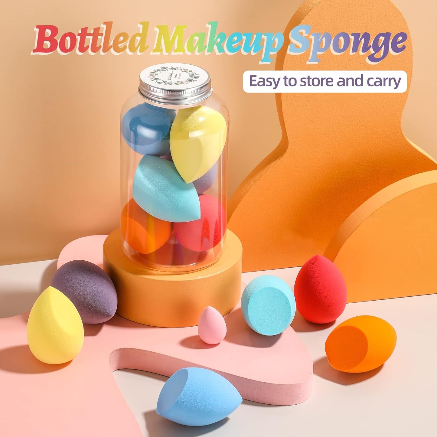 Makeup Sponge Set BS-MALL 7 Pcs blender sponge for Liquid, Cream, and Powder, Multi-colored Makeup Sponges (B-7Color)